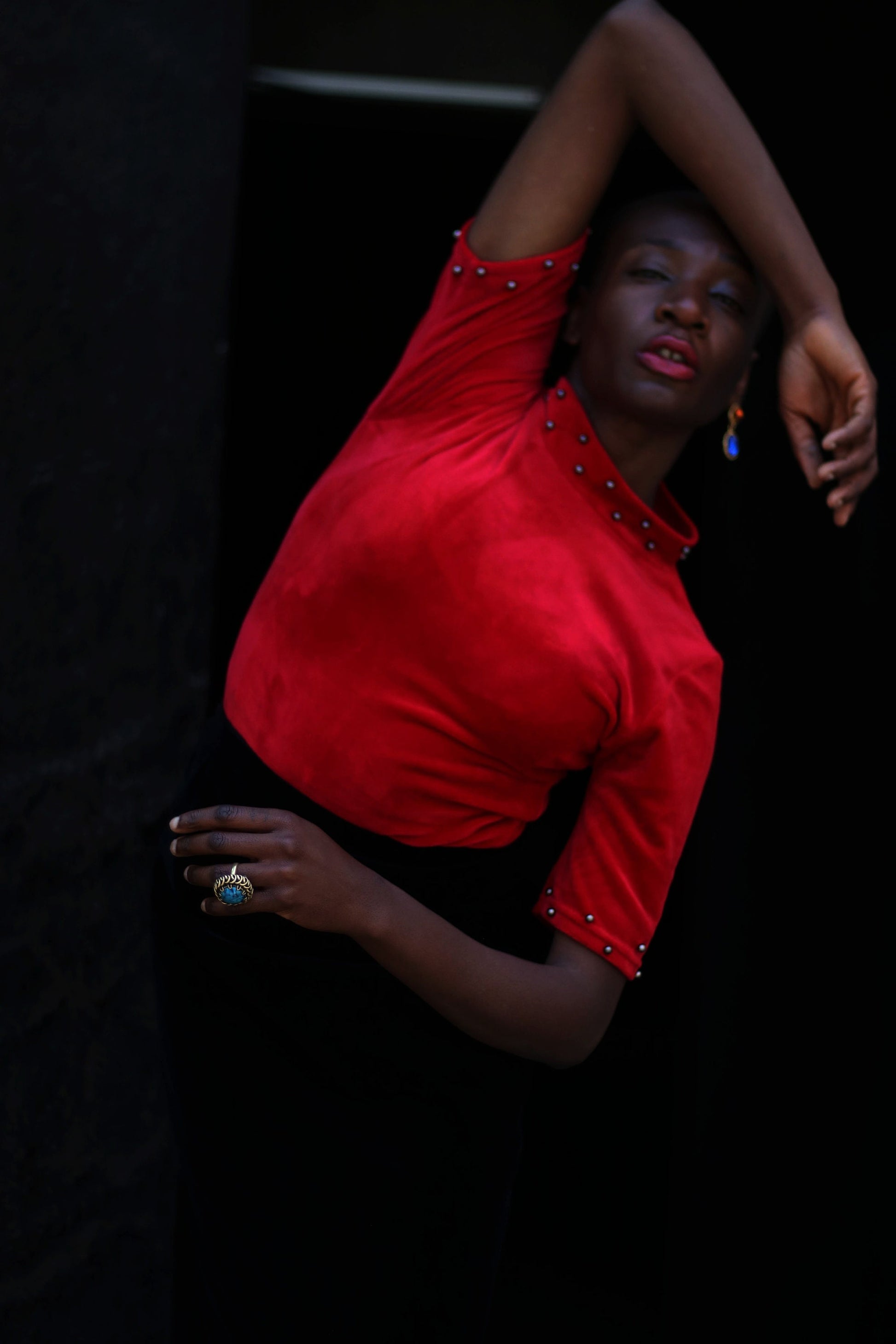 Vintage Gothic Top| y2k red velvet optic short sleeved blouse| Opulent Dark Glamour Design Chic