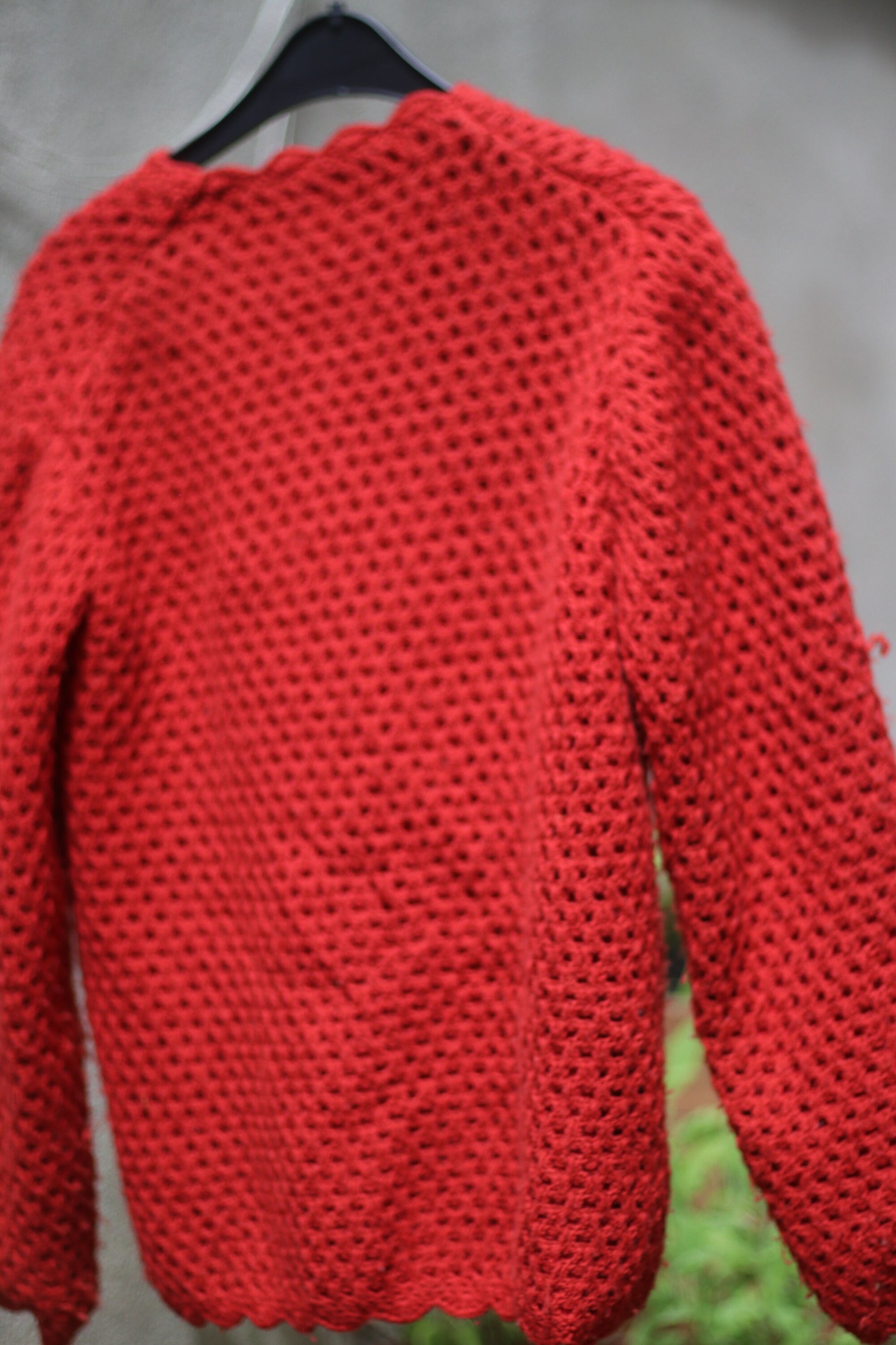 70s Handmade Orange Knit |Vintage long sleeved statement cardigan | Women's buttoned down sweater