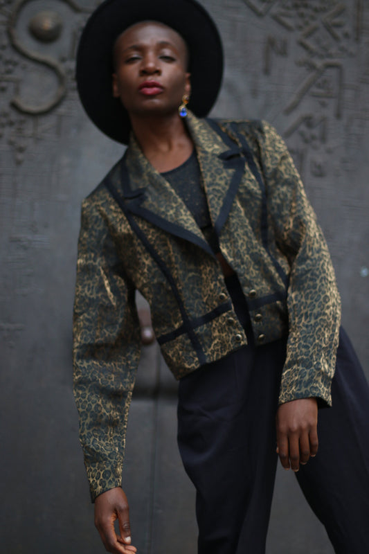 y2k DJ & CO Leo print blazer l Animal Print Textured Jacket | Y2K Leo print light coat