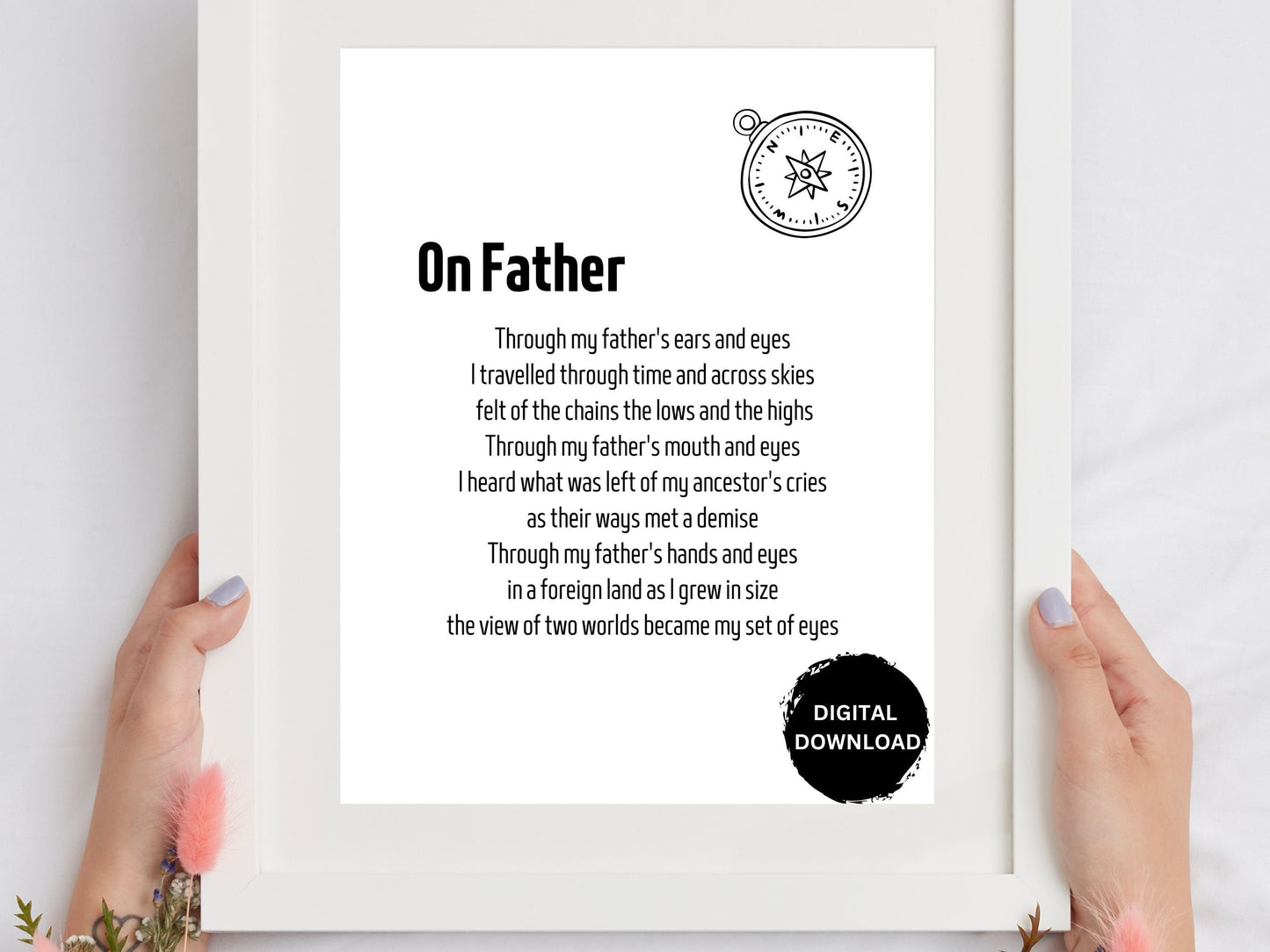 Original Father's Day Poem | Wall Art| Printable Art | Prose on BLACK JOY| Gift for Dad| Family Story| Ode and Sonnets