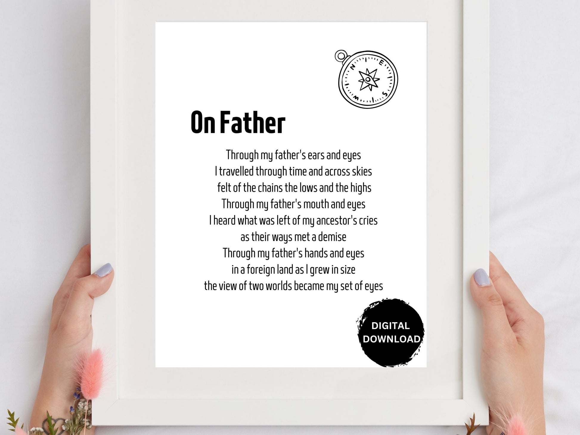 Original Father's Day Poem | Wall Art| Printable Art | Prose on BLACK JOY| Gift for Dad| Family Story| Ode and Sonnets