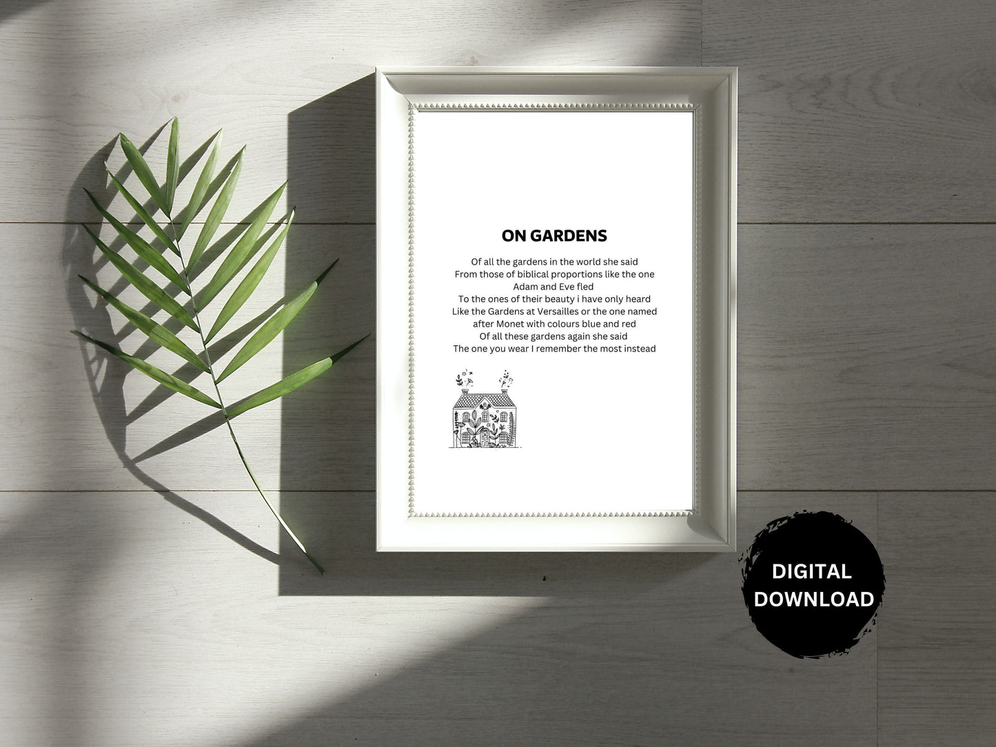 Original Garden Poem |Wall Art| Printable Art | Prose on flowers| Gift for her Poetry Story| Ode to the Gardener