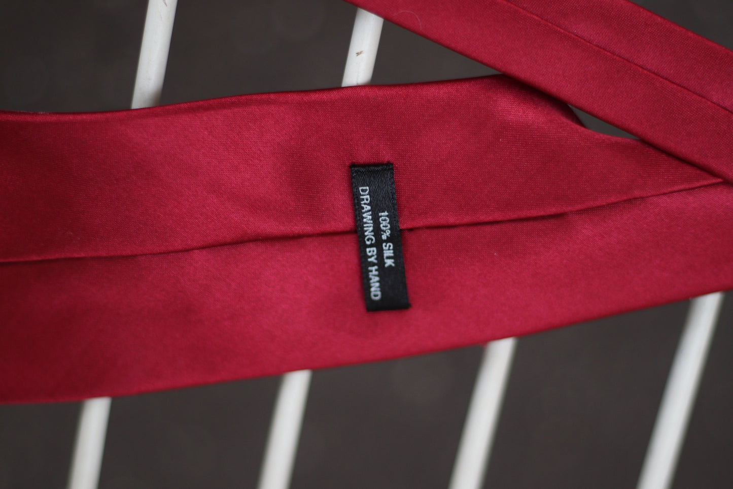 Vintage red silk tie with hand painted details 90s necktie office wear suit and tie