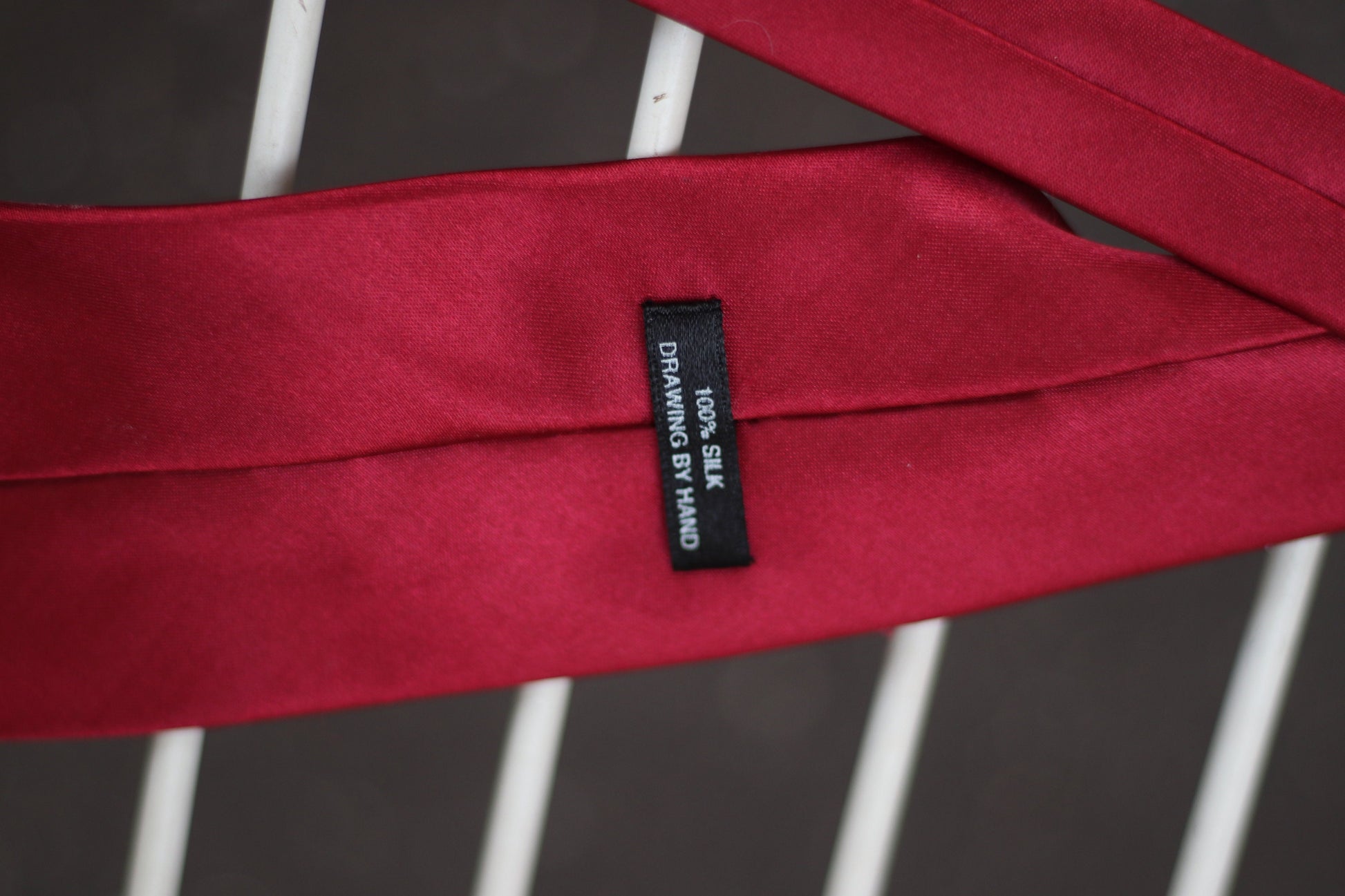 Vintage red silk tie with hand painted details 90s necktie office wear suit and tie