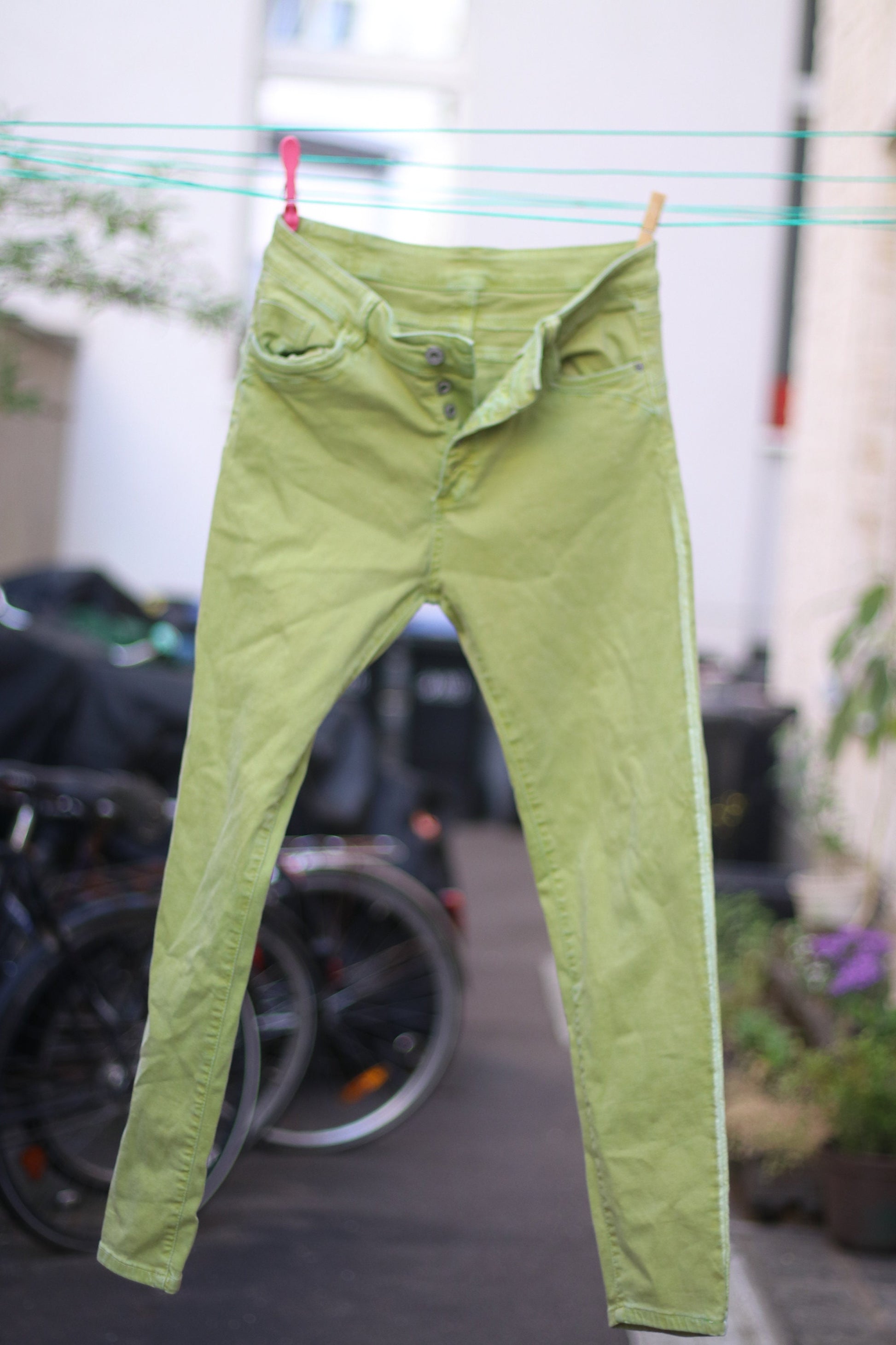 y2k green skinny jeans Vintage denim in green