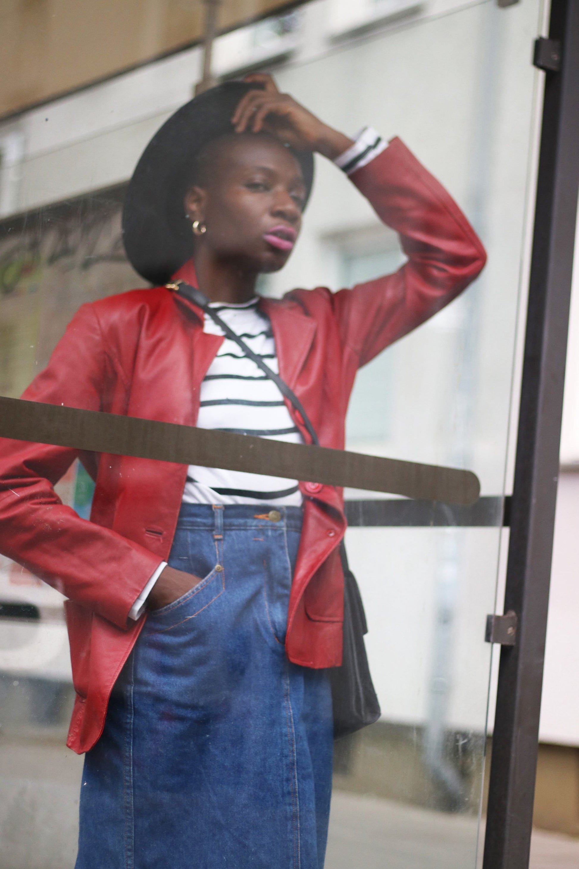 90s Gypsy leather Coat |Vintage Minimalist Jacket in red| Bold Capsule Wardrobe Design