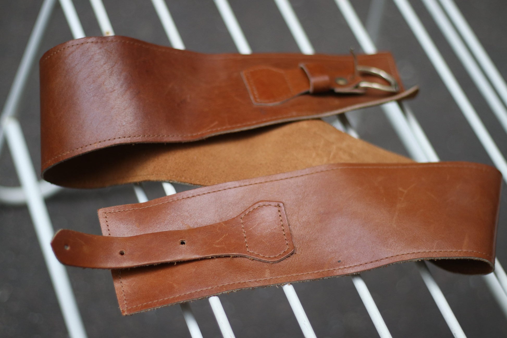 70s Handmade Leather Belt|Vintage Brown belt with silver buckle| Minimalist accessory waist belt