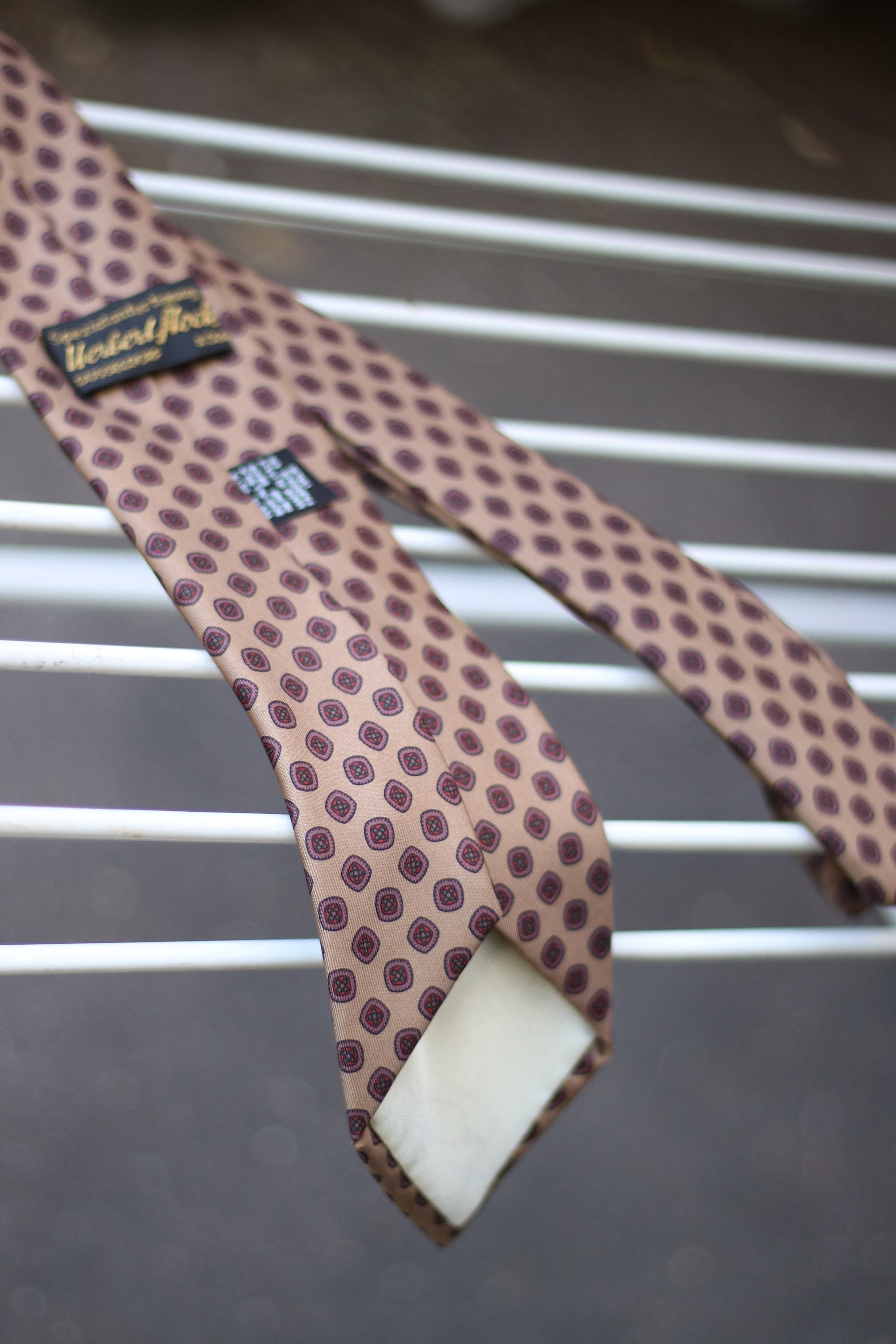 90s silk tie Vintage brown necktie Formal wear accessory Menswear for work