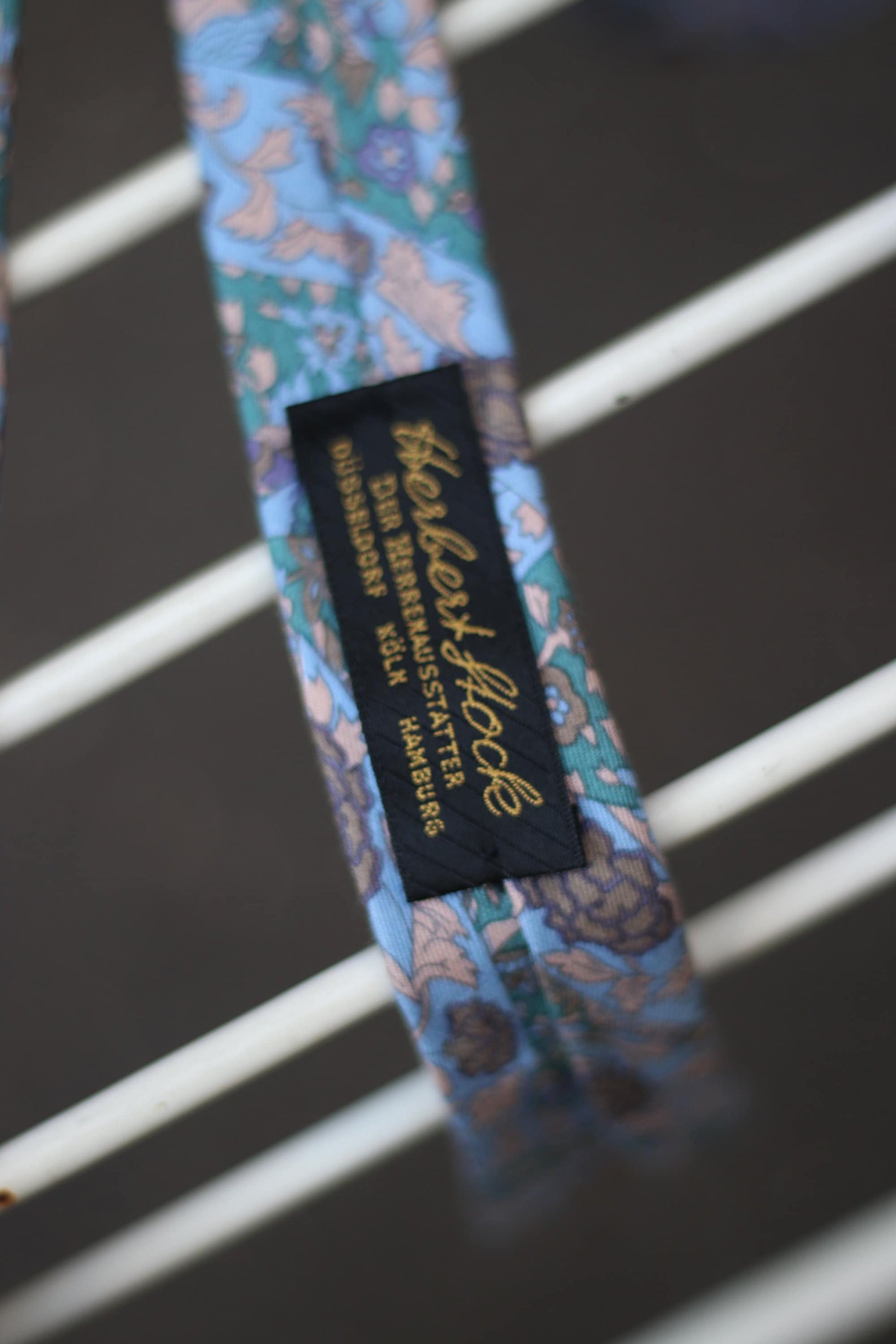 Vintage blue tie with floral print |Silk necktie for men| Suit tie for workwear