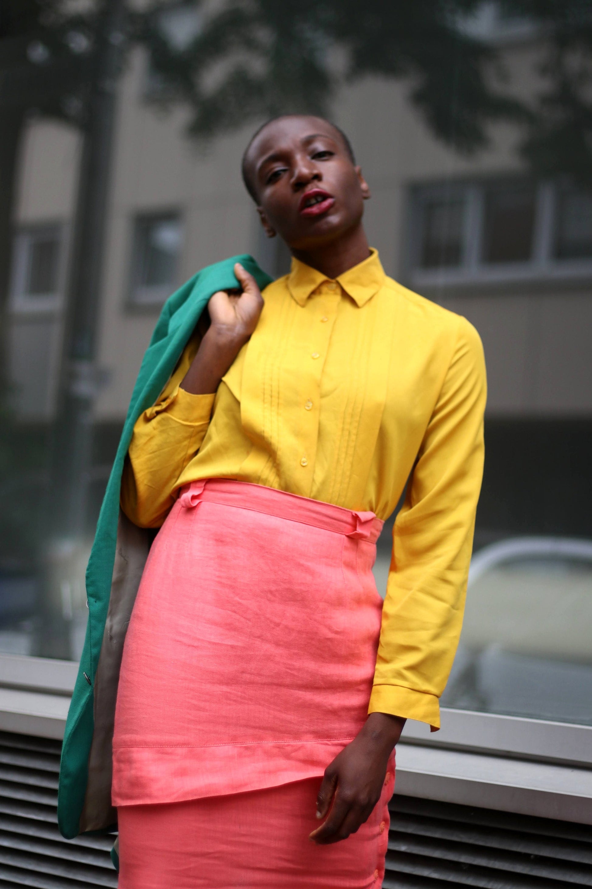 Vintage Linen Skirt in Orange| 90s bold summer skirt| Maximalist design