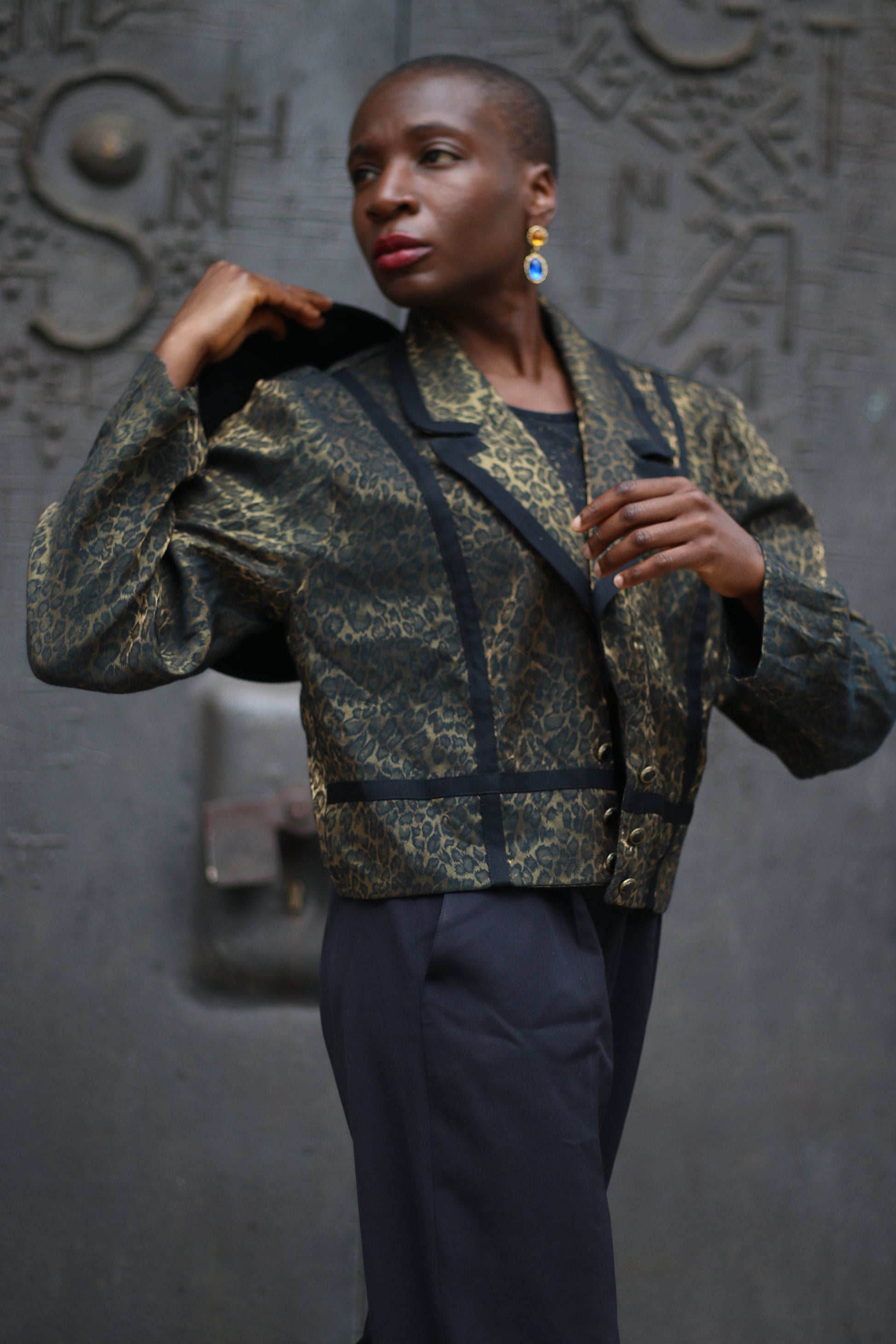 y2k DJ & CO Leo print blazer l Animal Print Textured Jacket | Y2K Leo print light coat