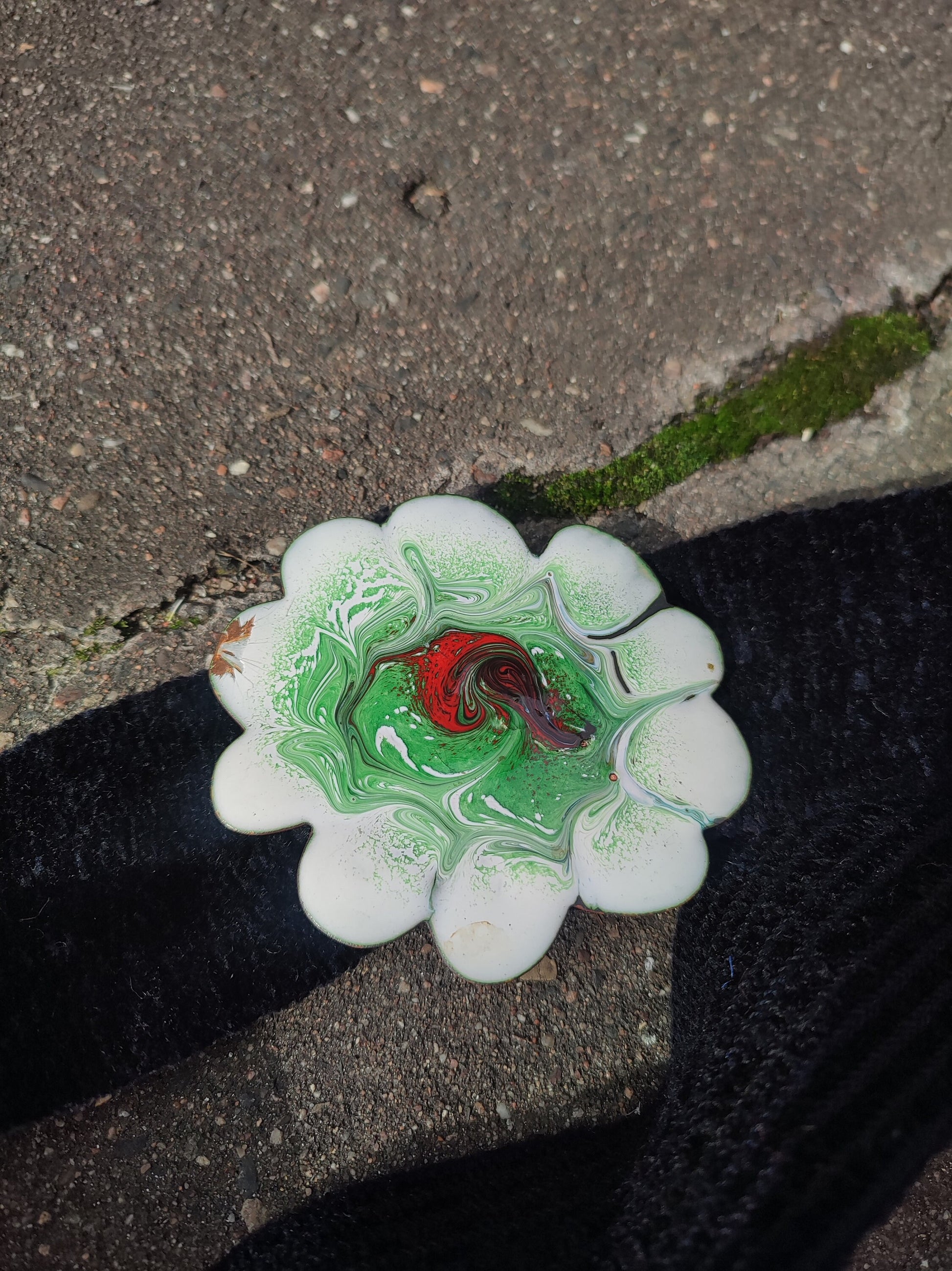 70s Handmade Bel| Flower Power Green and black belt| Vintage metal and fabric waist belt