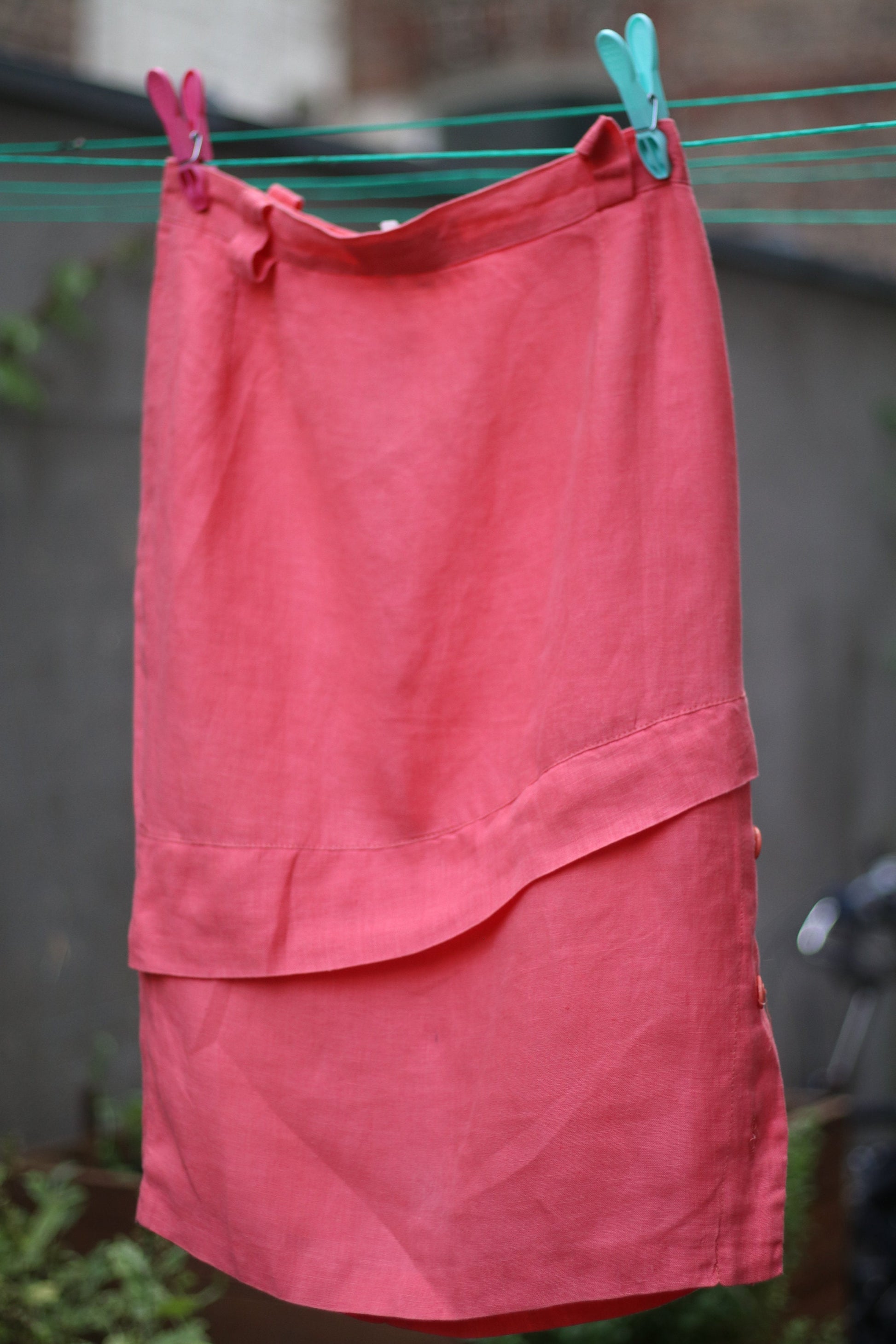 Vintage Linen Skirt in Orange| 90s bold summer skirt| Maximalist design