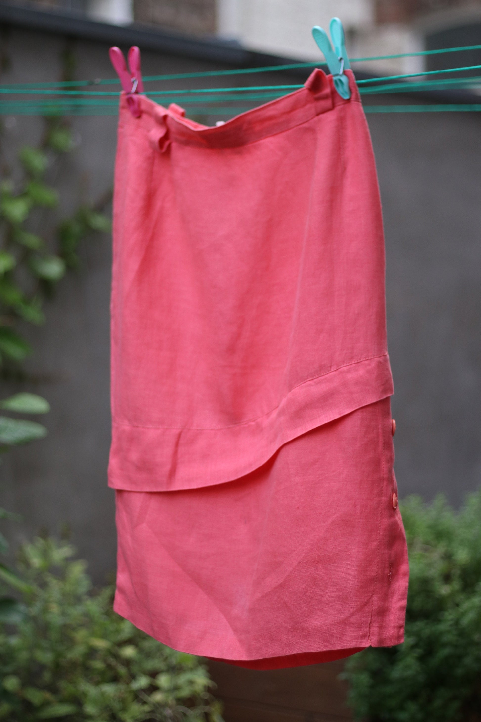 Vintage Linen Skirt in Orange| 90s bold summer skirt| Maximalist design