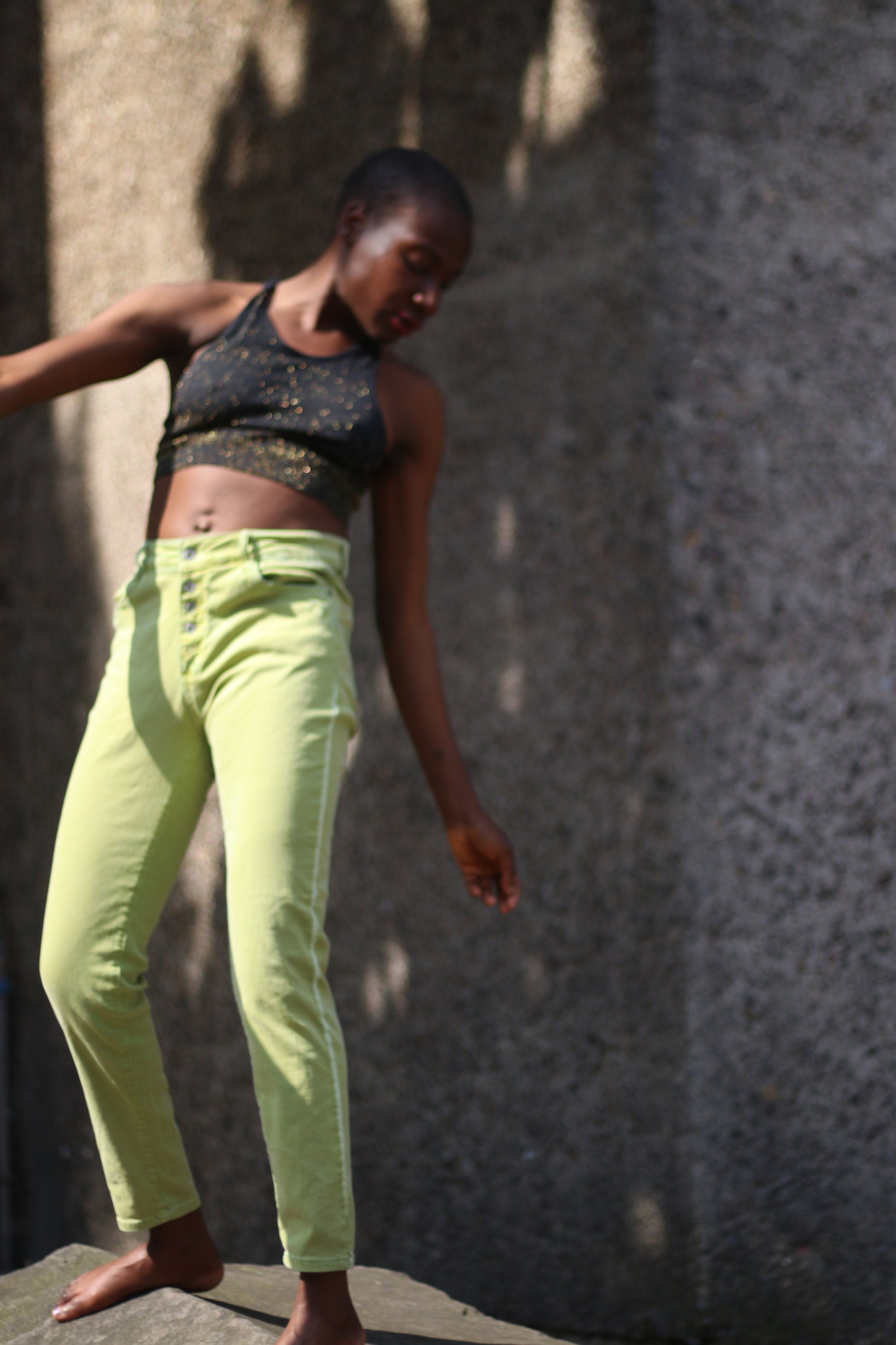 y2k green skinny jeans Vintage denim in green