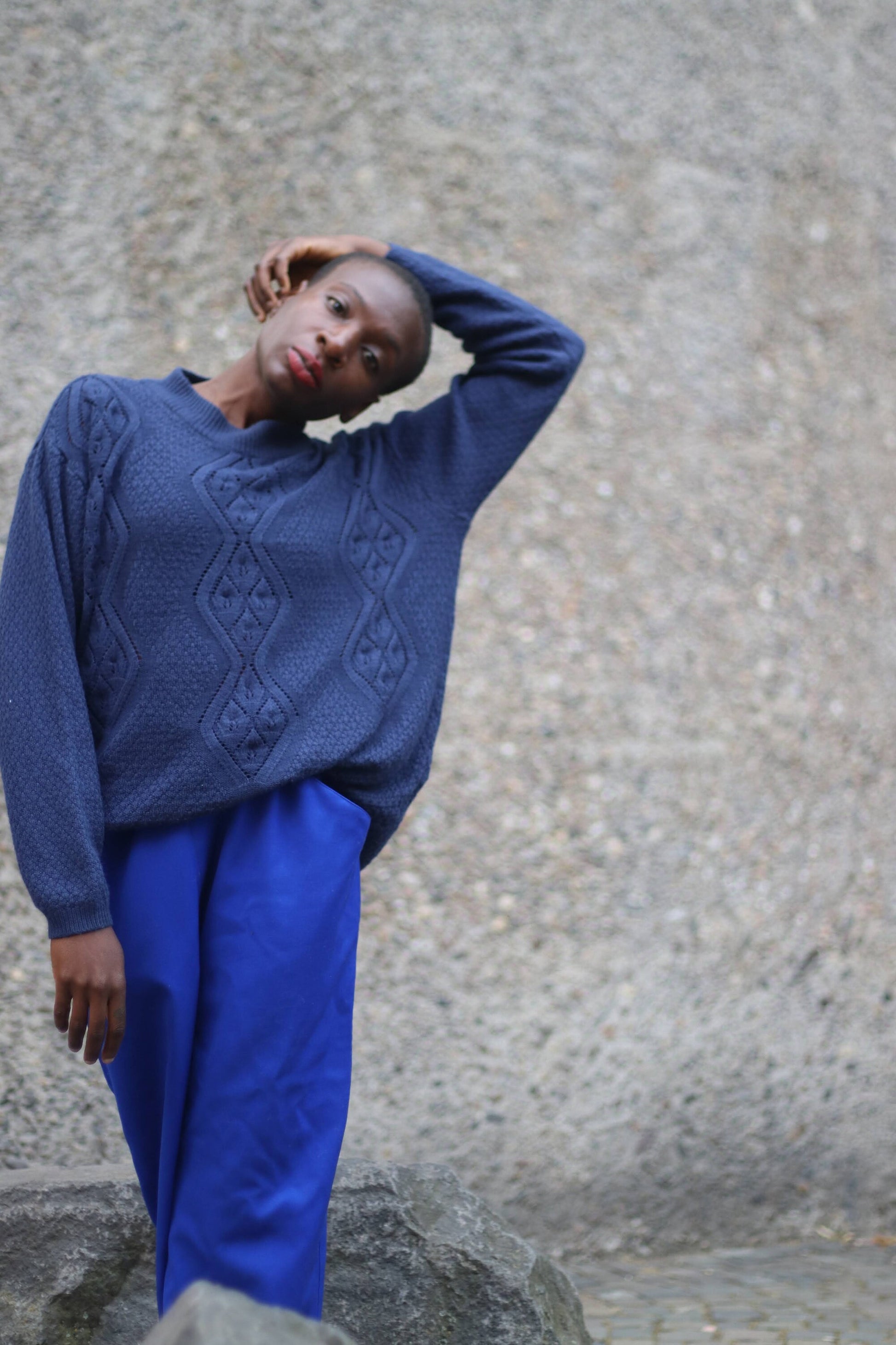 y2k blue knit| Vintage long sleeved lightweight sweater| Minimalist jumper