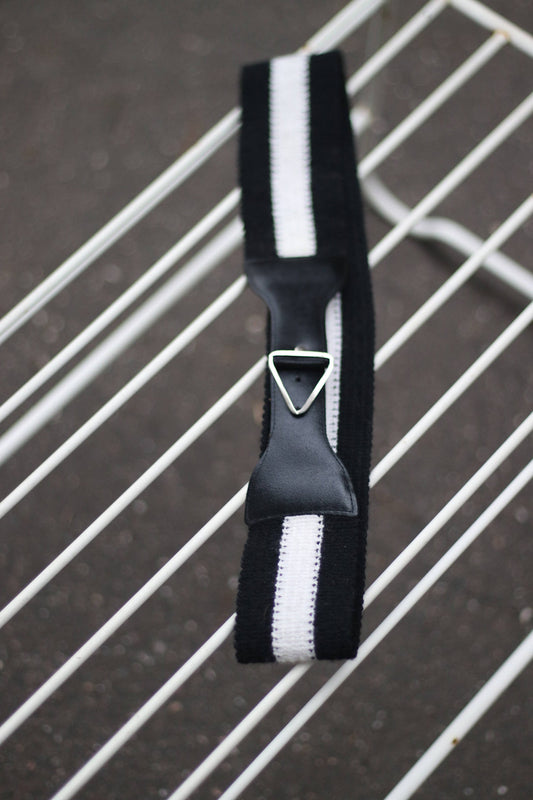 90s monochrome belt| Vintage striped belt in black and white
