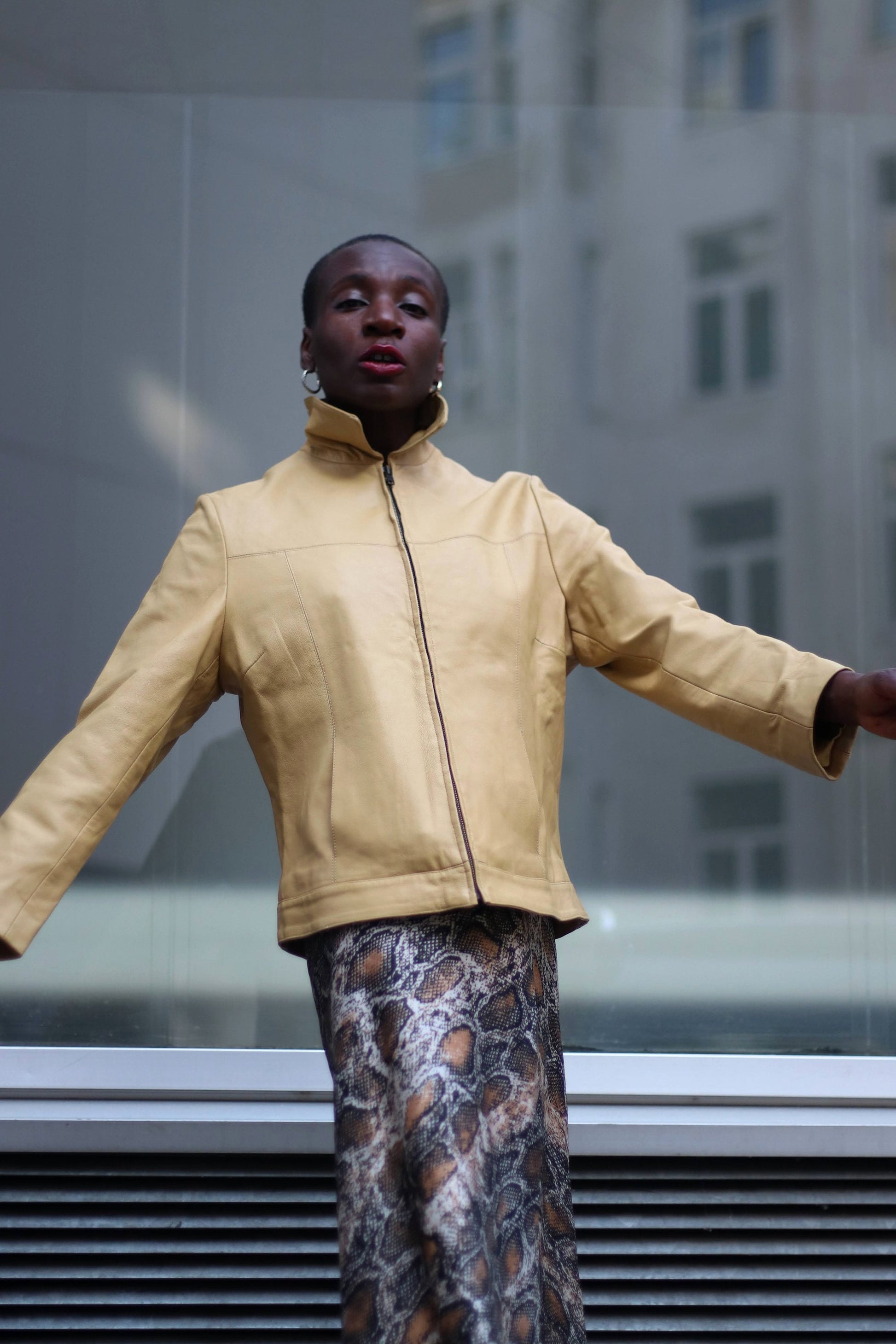 Bandfield Leather Coat in Brown| Vintage Tailored Leather Coat | 90s Sleek Minimalistic Outerwear | Capsule Collection Coat