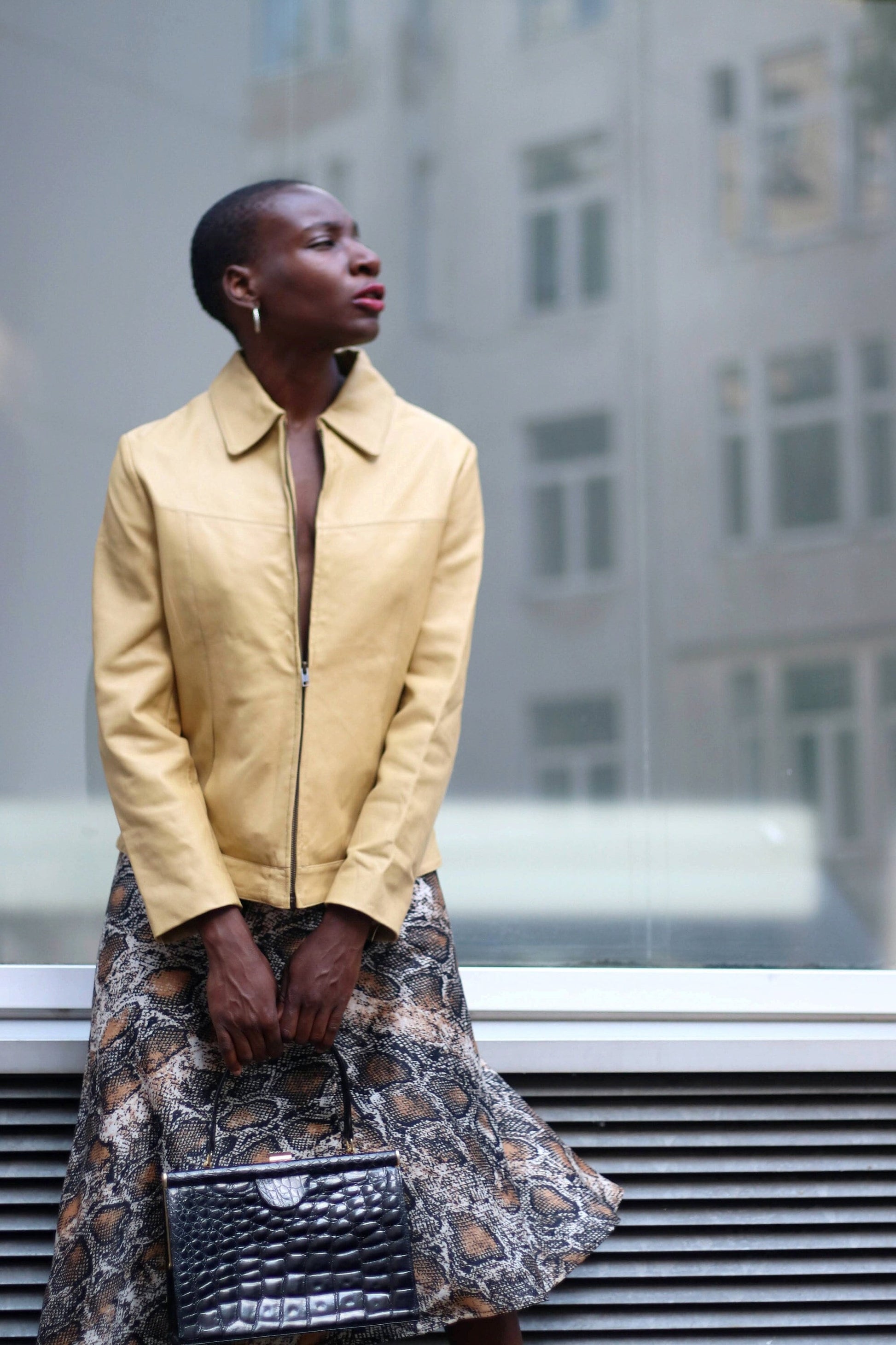 Bandfield Leather Coat in Brown| Vintage Tailored Leather Coat | 90s Sleek Minimalistic Outerwear | Capsule Collection Coat