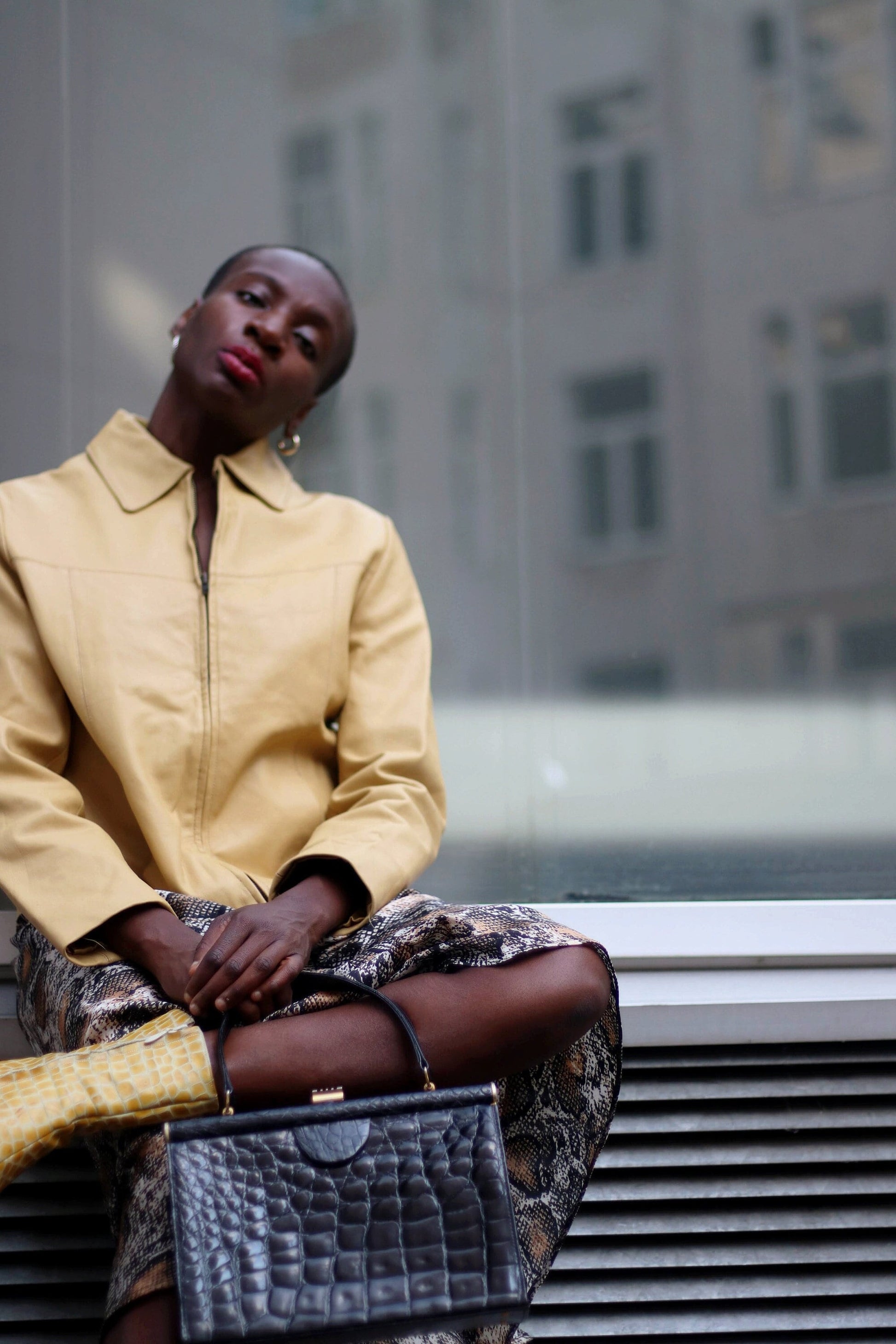 Bandfield Leather Coat in Brown| Vintage Tailored Leather Coat | 90s Sleek Minimalistic Outerwear | Capsule Collection Coat