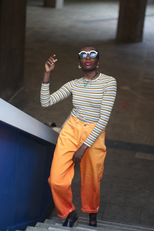 90s Orange Jeans| Vintage Highwaisted ombre colored denim| Street wear grunge jeans