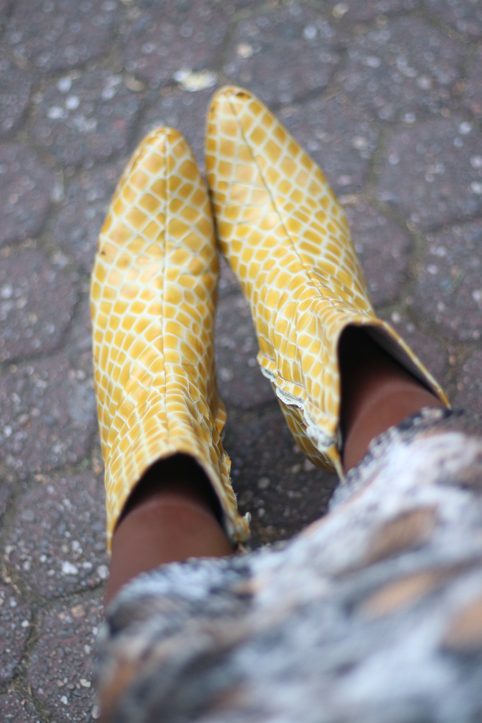 y2k yellow boots | Faux leather shoes| Fashionable Statement Shoes | Minimalist Avantgarde heeled boots