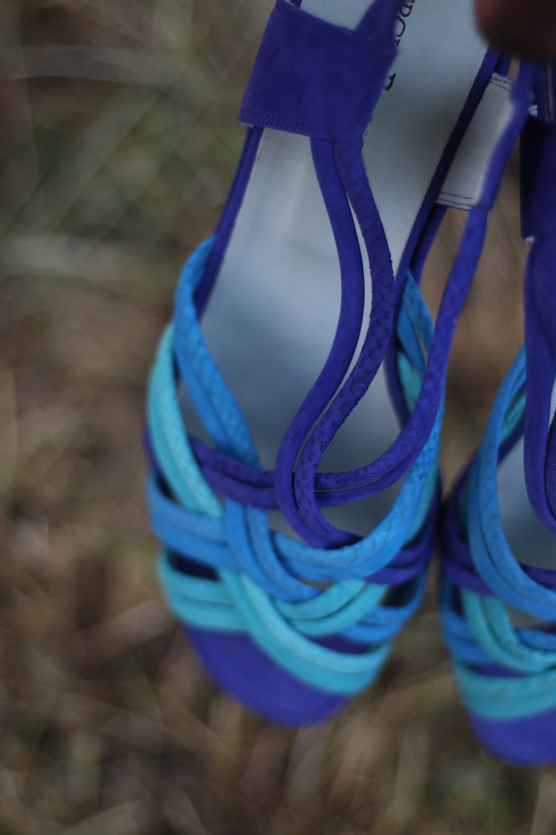 Vintage Sergio Bianchi| 90s Colorful summer flats| Blue Woven summer shoes