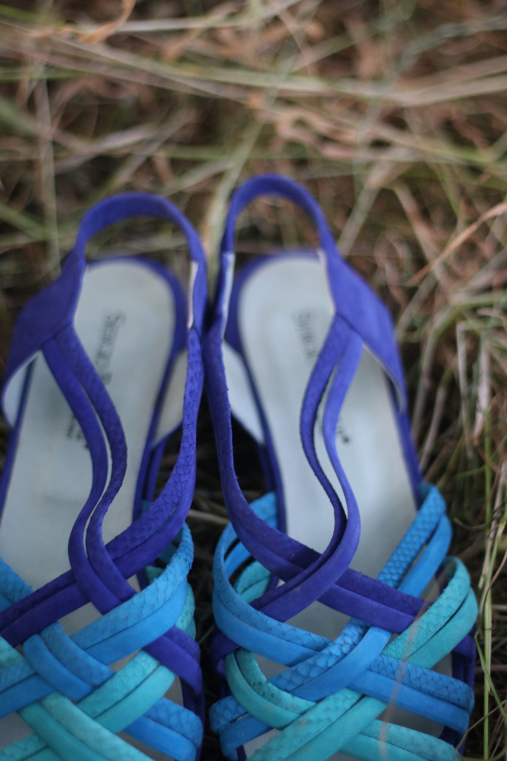 Vintage Sergio Bianchi| 90s Colorful summer flats| Blue Woven summer shoes