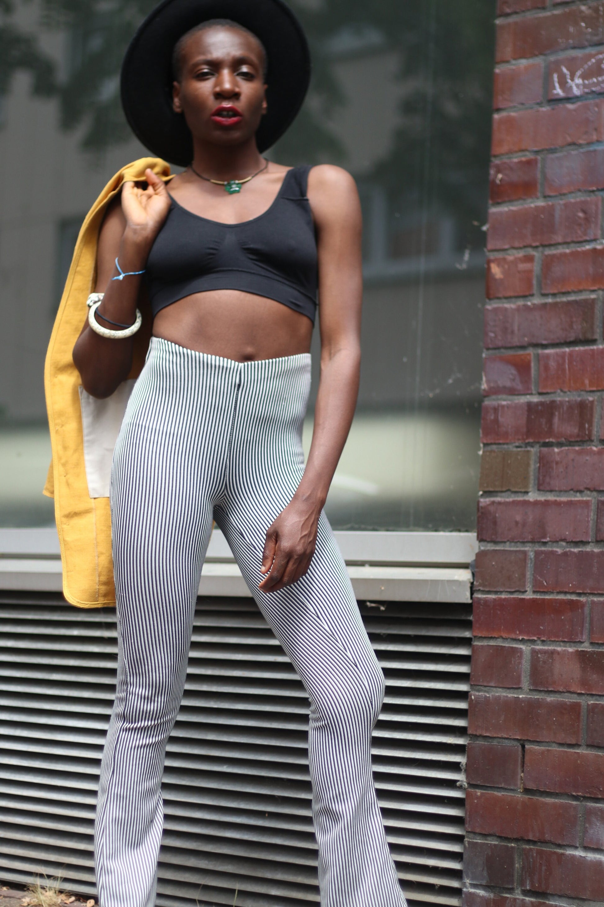 y2k C&A Leggings Vintage Striped Monochrome Pants Black and White high waisted pants
