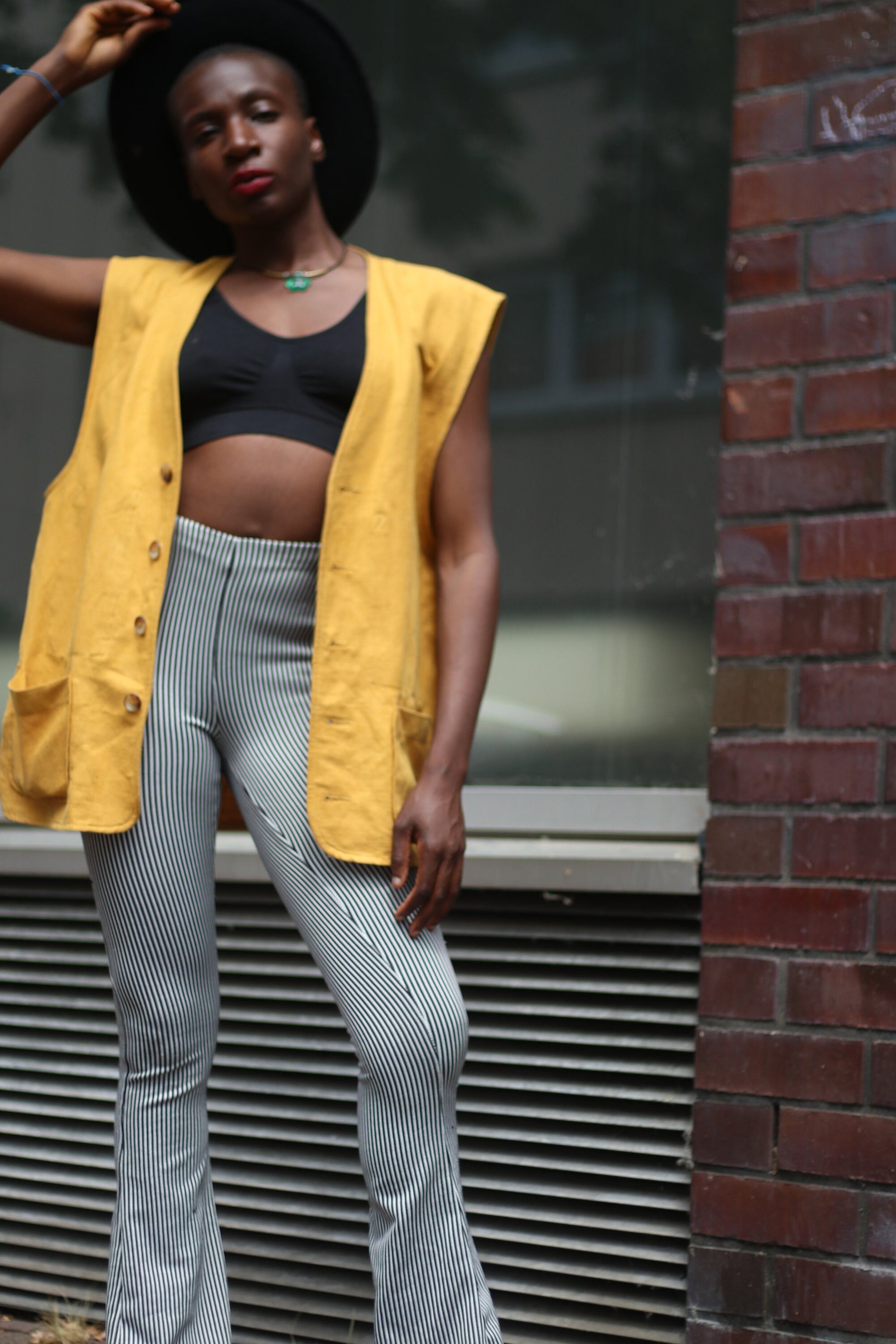 y2k C&A Leggings Vintage Striped Monochrome Pants Black and White high waisted pants