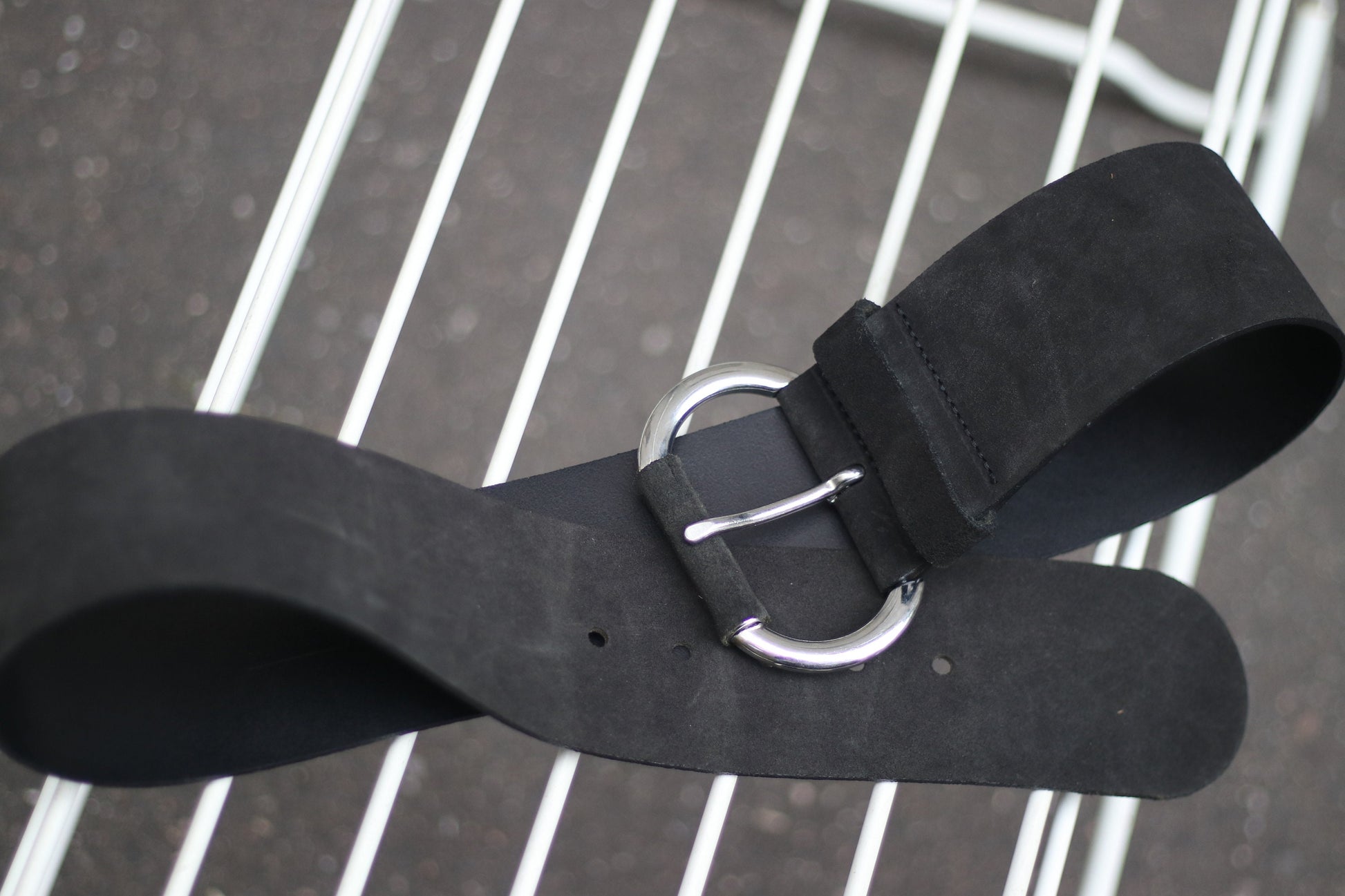 90s United Colors of Benetton Leather Belt| Vintage Black belt with silver buckle| Minimalist accessory waist belt made in Italy
