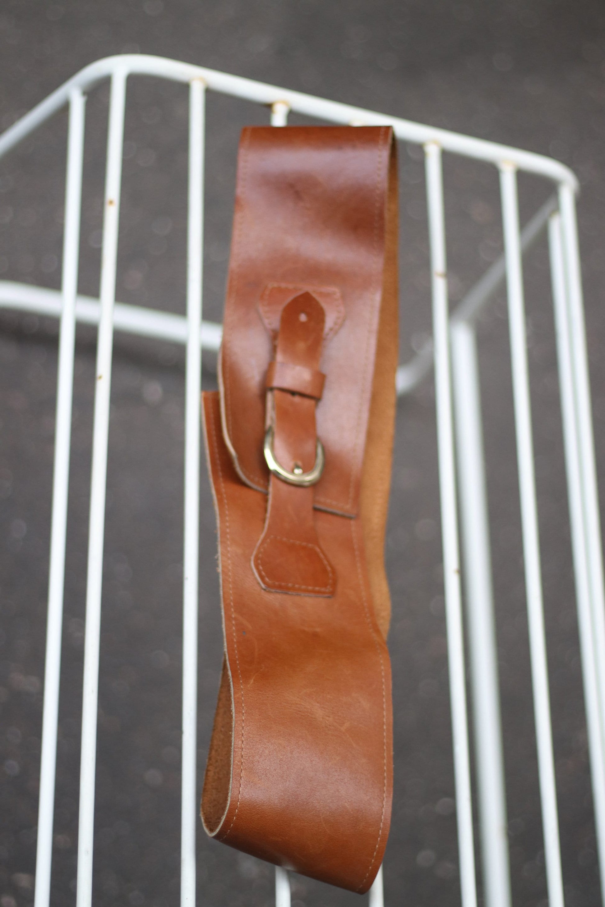 70s Handmade Leather Belt|Vintage Brown belt with silver buckle| Minimalist accessory waist belt