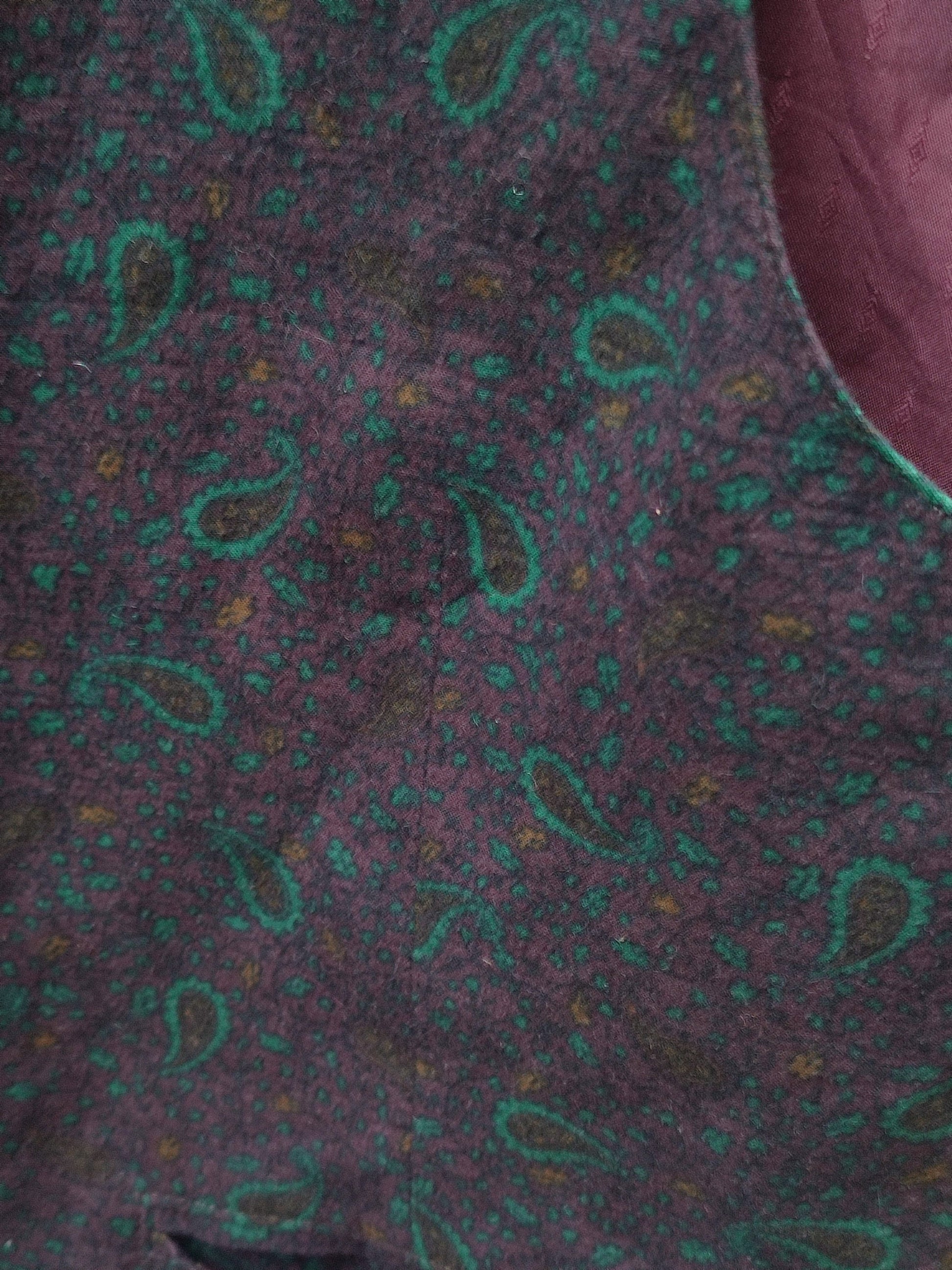 90s Purple Vest| Vintage Paisley Print Vest | Bohemian Swirly Print waistcoat design