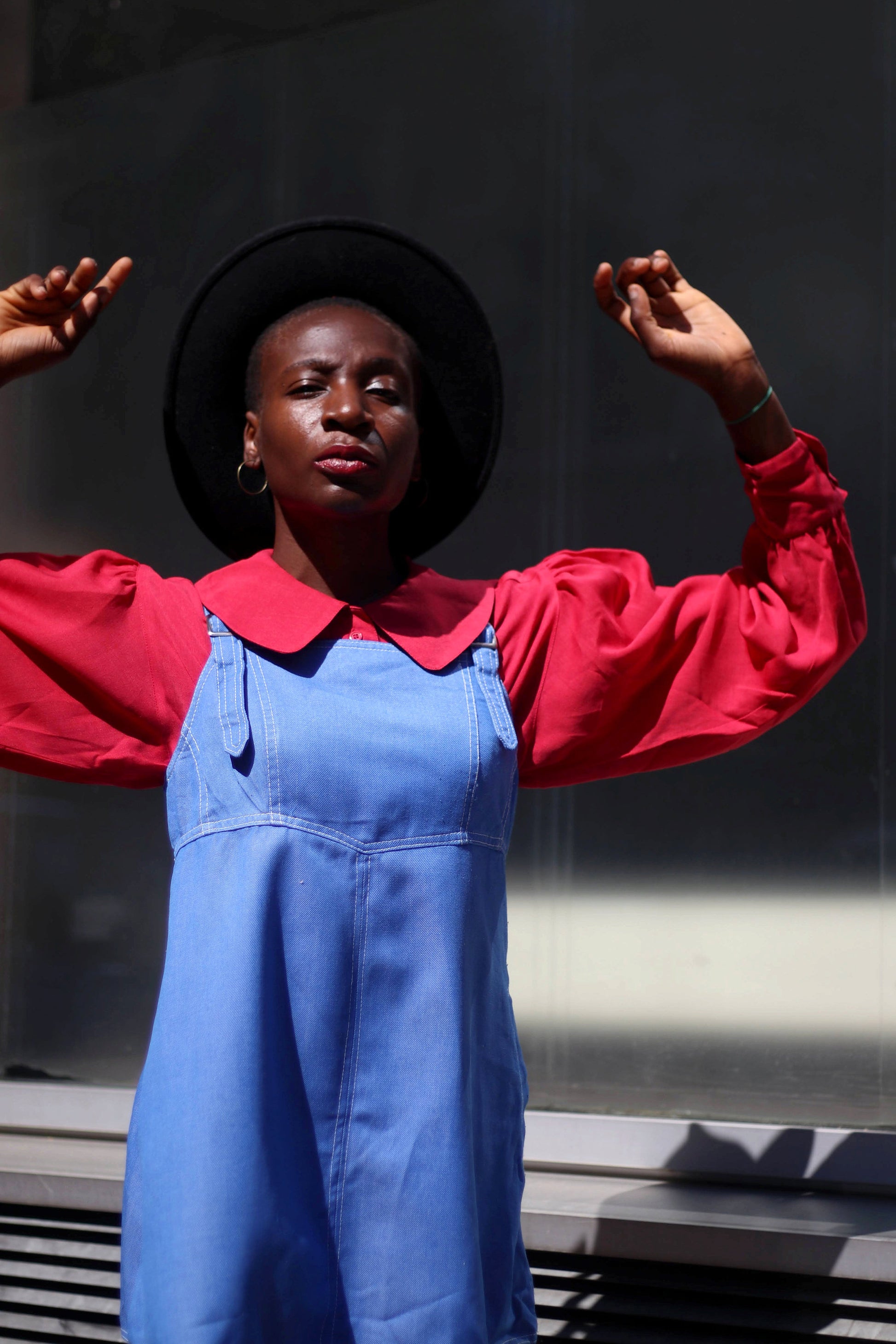 90s Red Blouse with Peter Pan Collar| Vintage long sleeved women's shirt | Minimalist Capsule Wardrobe shirt