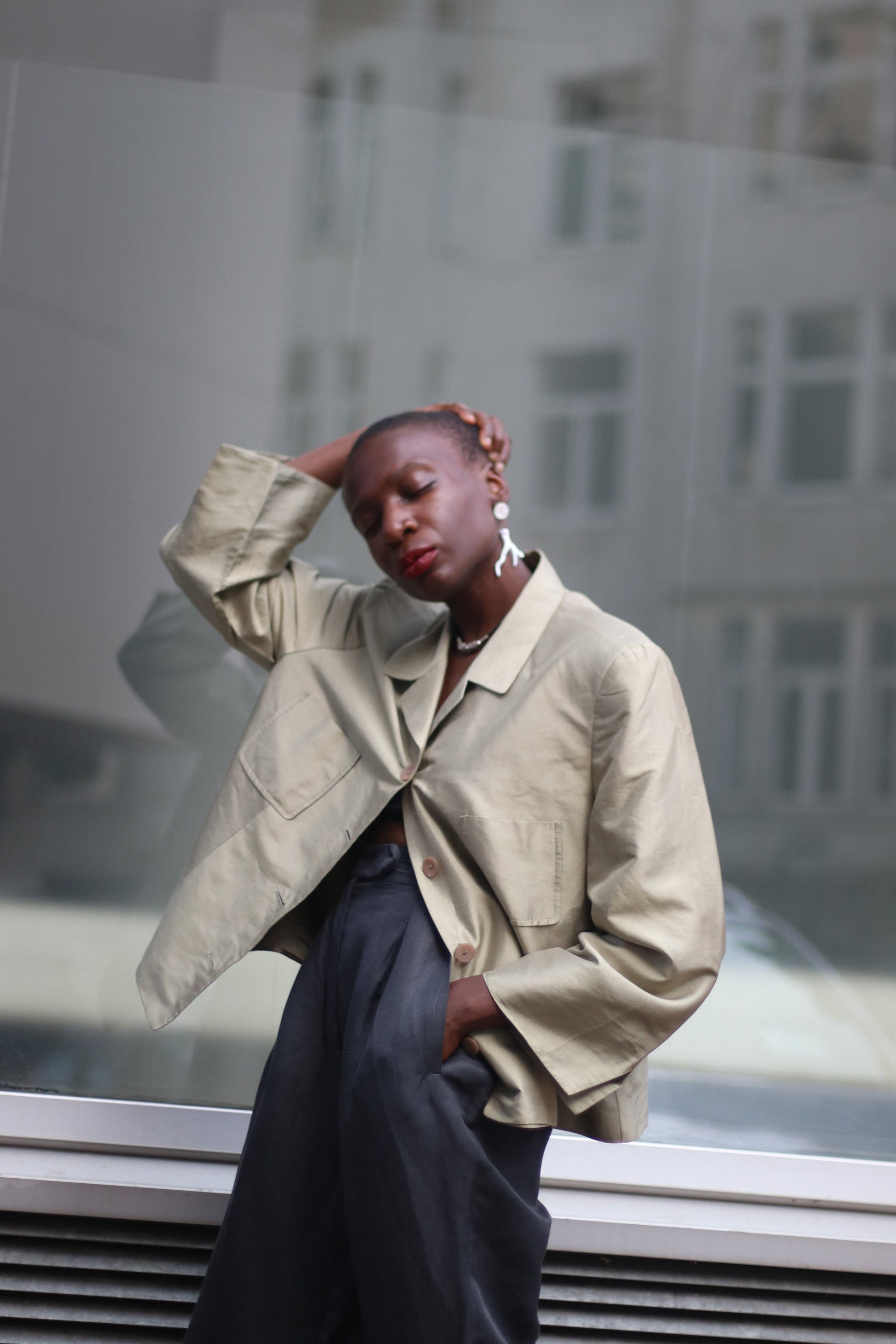 Minimalist Jane Taylor Silk Oversized Blazer Vintage 90s light blazer| Capsule wardrobe blazer shirt Monochrome Classic Workwear Jacket