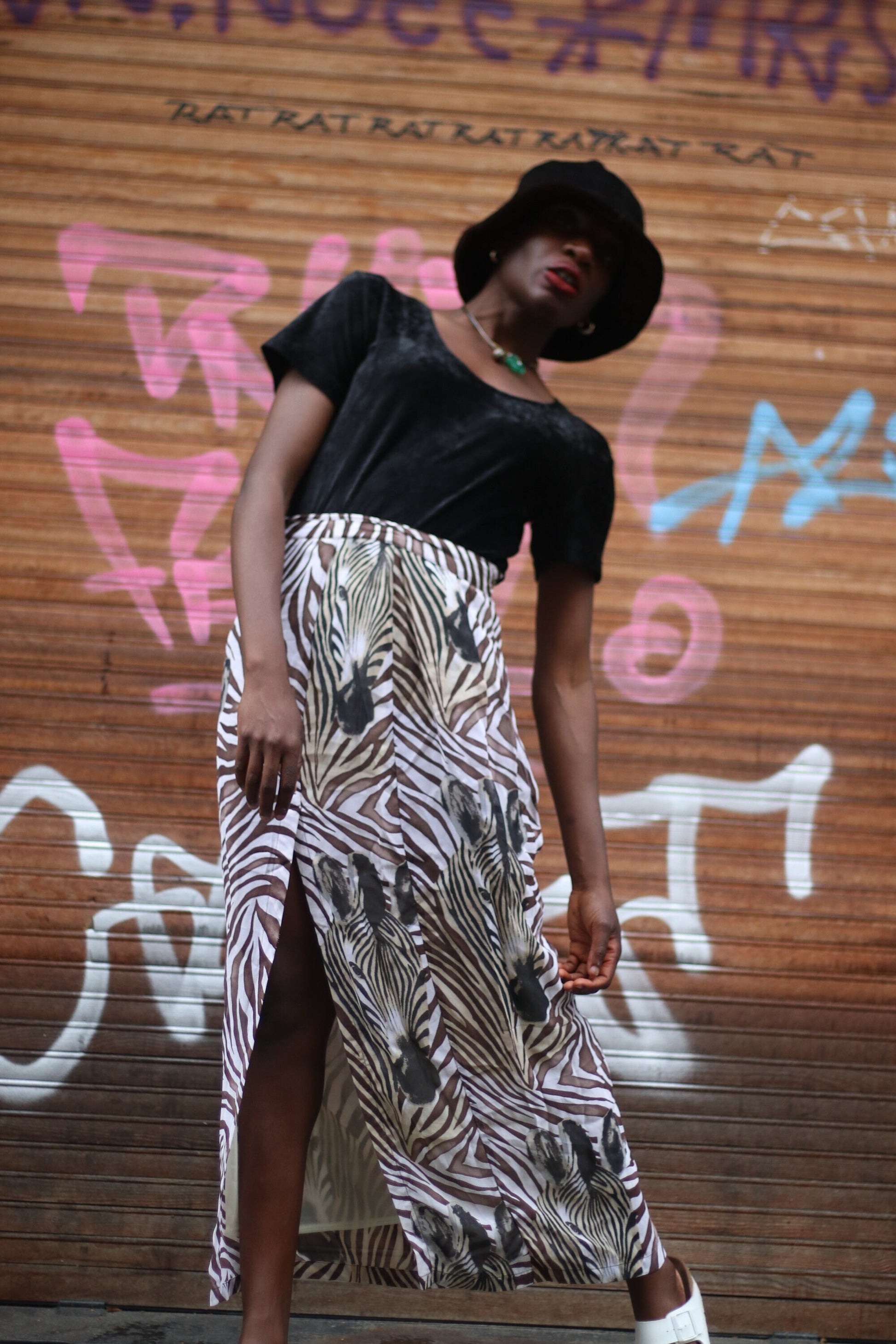 y2k BiBA skirt | Animal print maxi skirt with slit| Maximalist vintage zebra print skirt