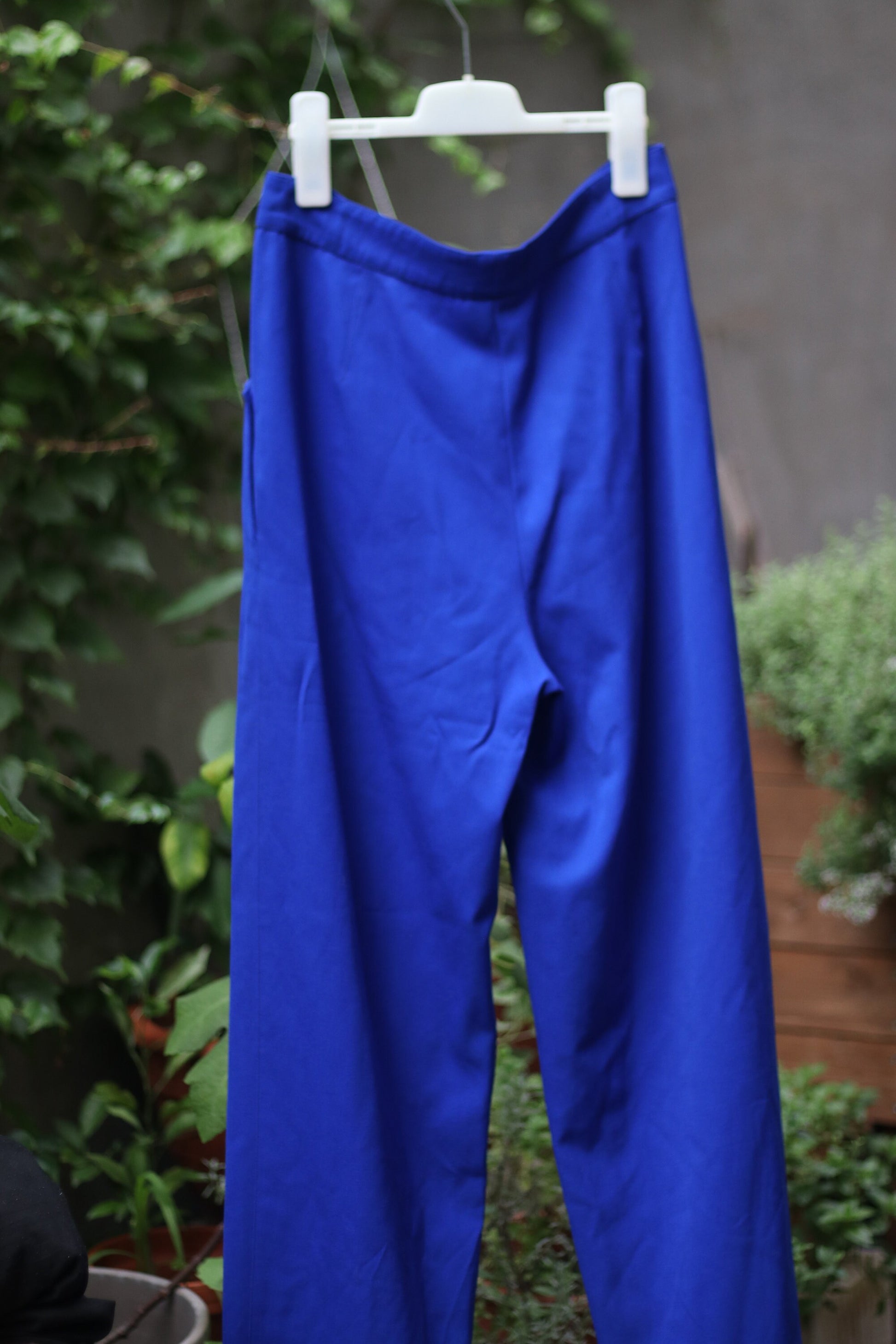 80s Krizia Trousers| Vintage High waisted blue pants| Statement Tailored Wool Pants| Minimalist Workwear Design