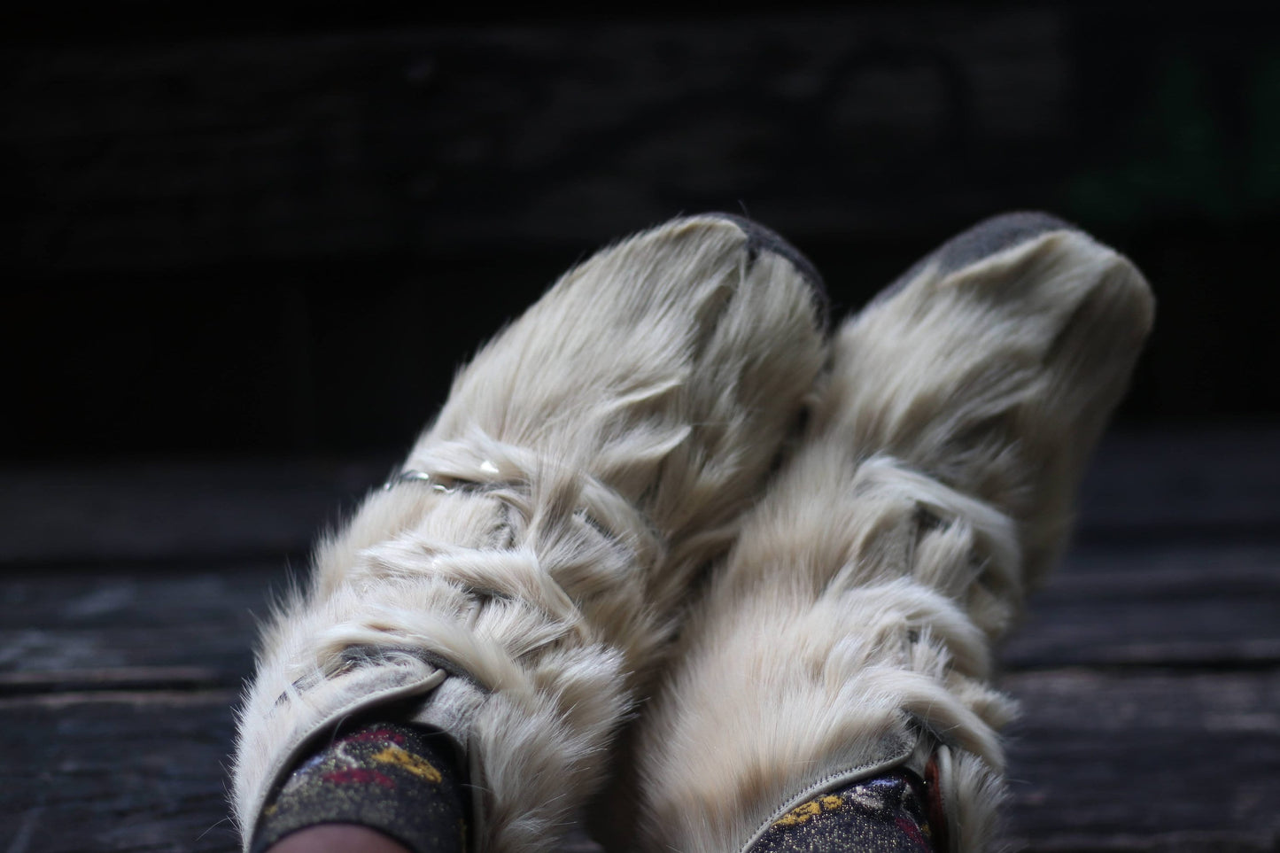 70s Fur Boots in light Grey | Vintage Cozy Winter Boots | Maximalist winter footwear