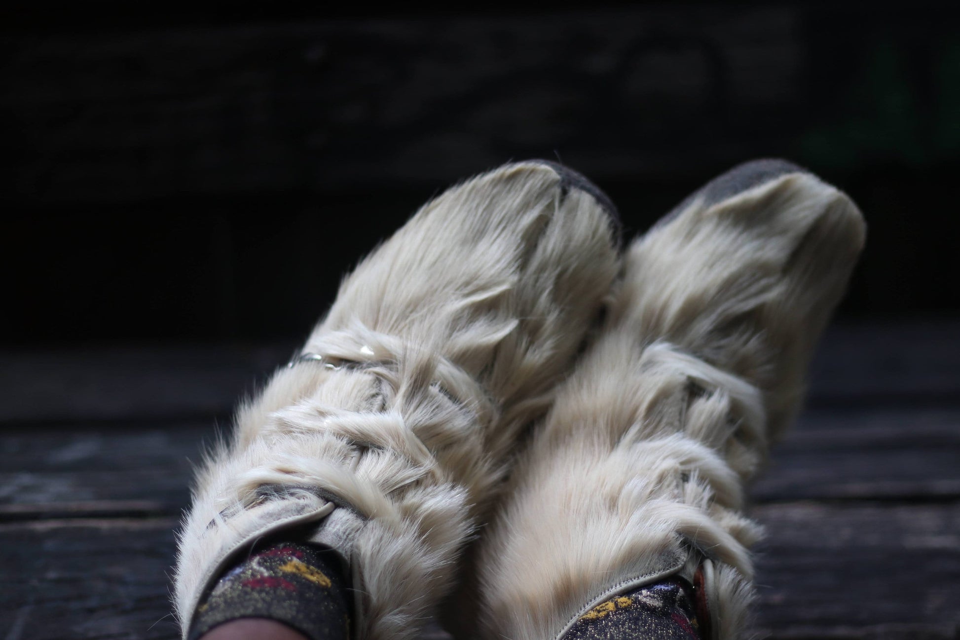 70s Fur Boots in light Grey | Vintage Cozy Winter Boots | Maximalist winter footwear