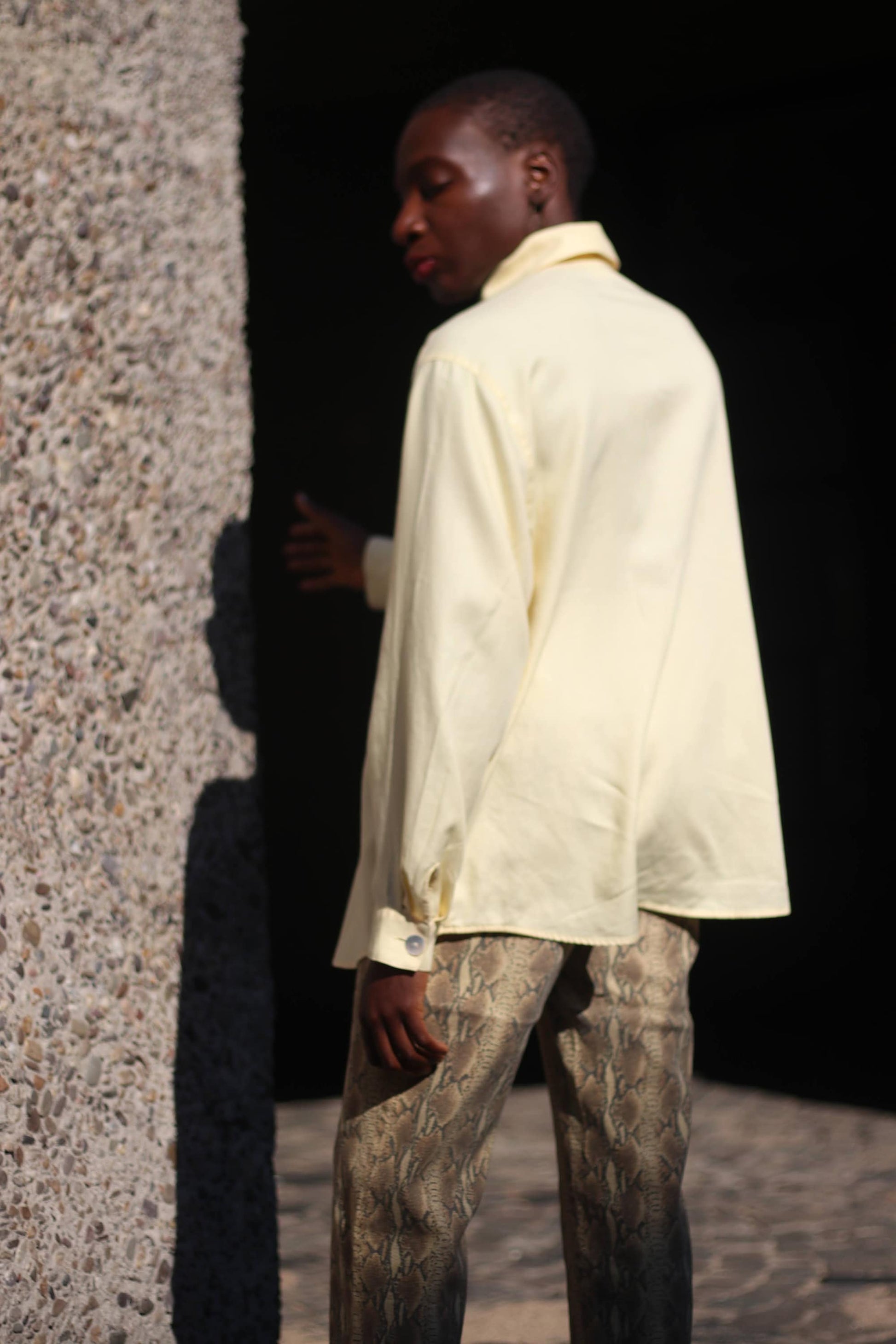 90s Hämmerle Shirt in light yellow| Vintage minimalist classic buttoned down blouse | Workwear capsule wardrobe blouse