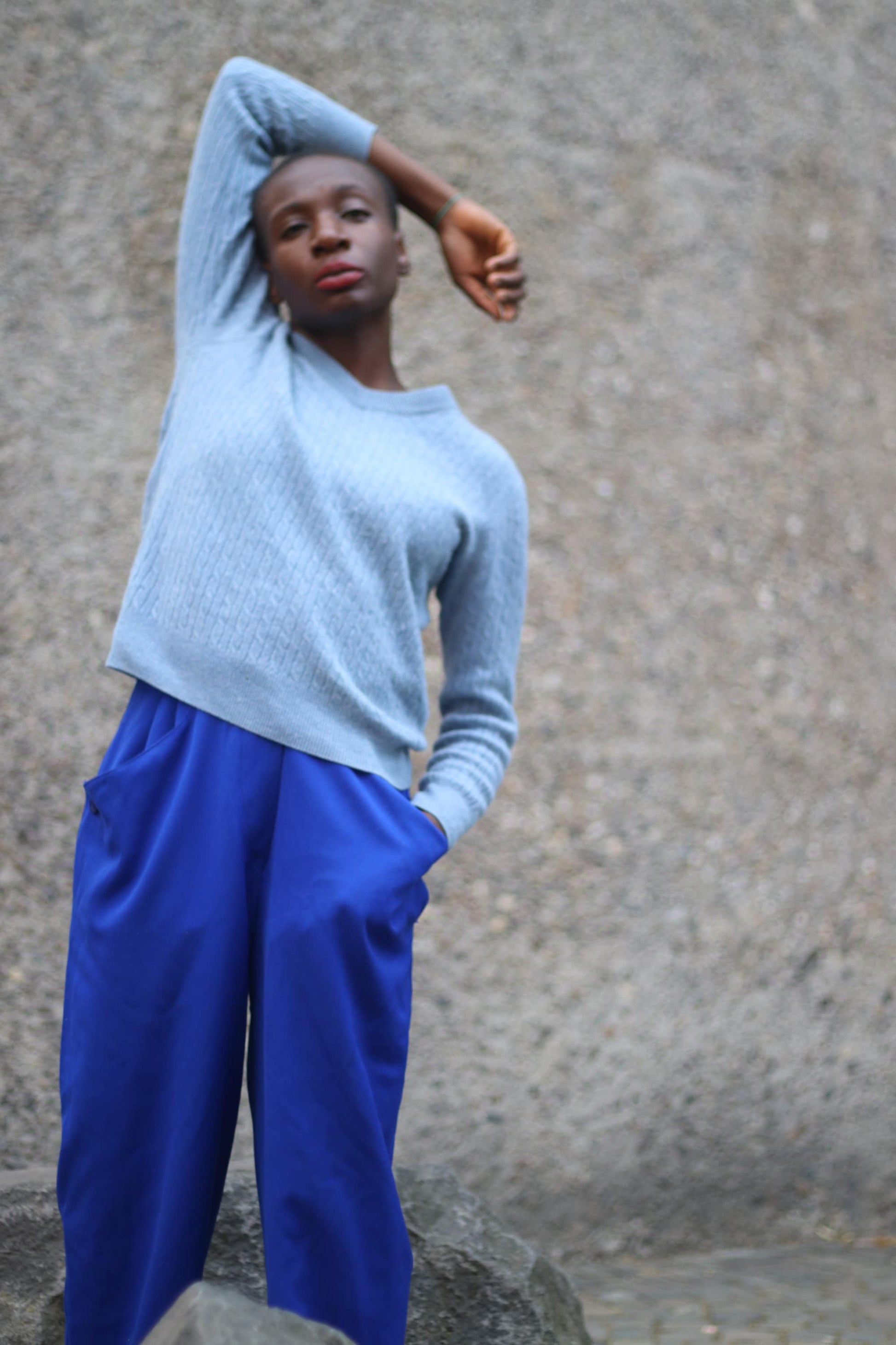 y2k Blue Winter Knit | Vintage V neck minimalist Sweater| Classic purist long sleeved jumper