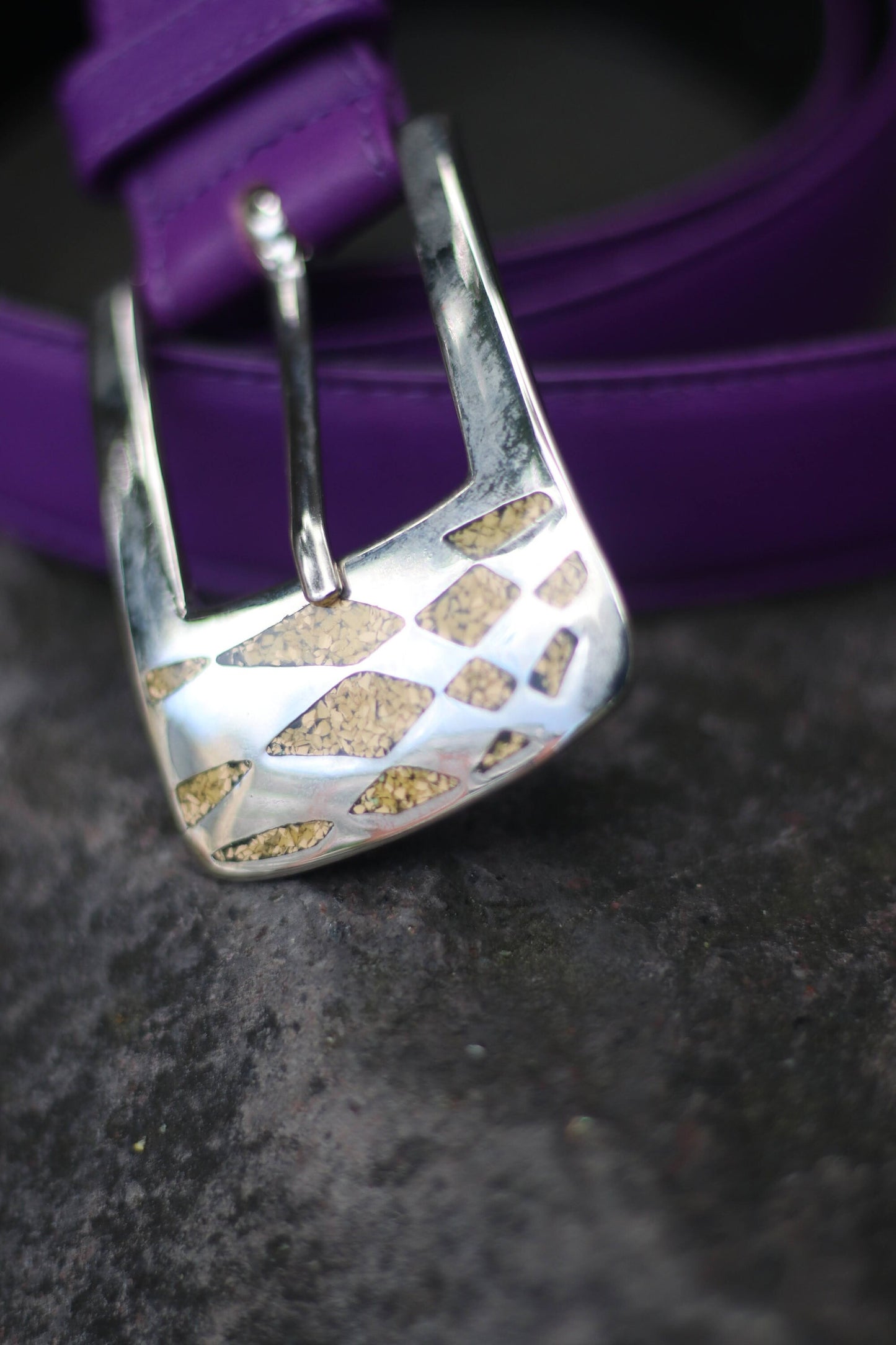 70s purple belt| Vintage leather belt with statement buckle| tough luxe rock n roll belt