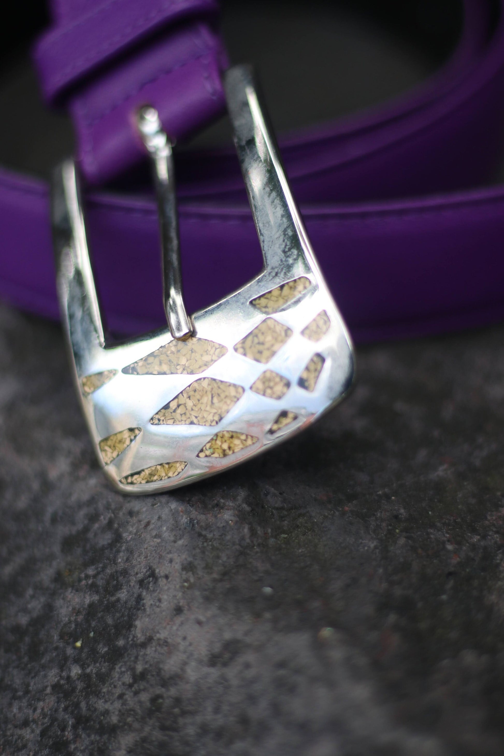 70s purple belt| Vintage leather belt with statement buckle| tough luxe rock n roll belt