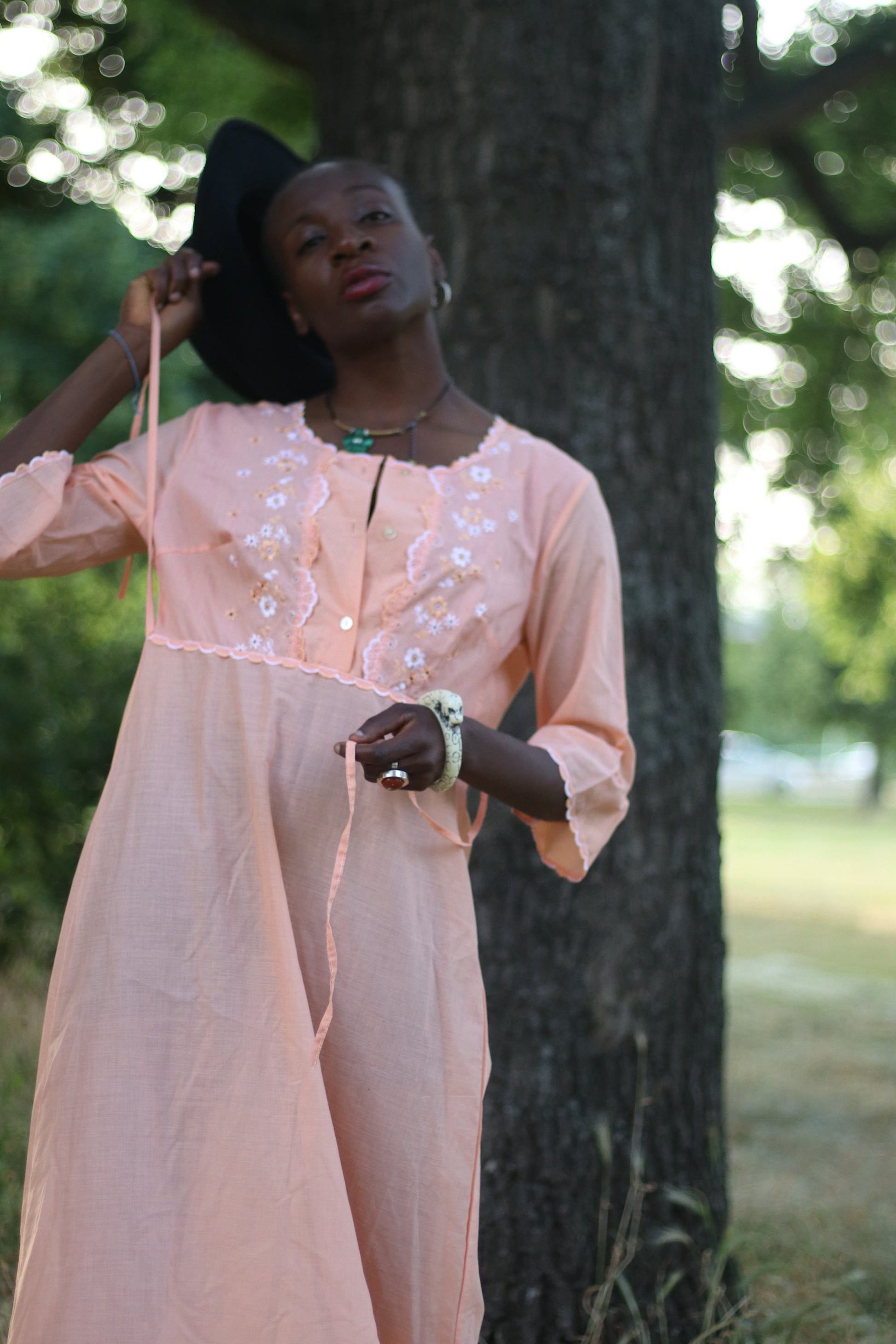 Vintage 70s Orange Maxi Dress| Bohochic Elegant Short Sleeved Retro Dress| Floral embroidered short sleeved maximalism sheer dress