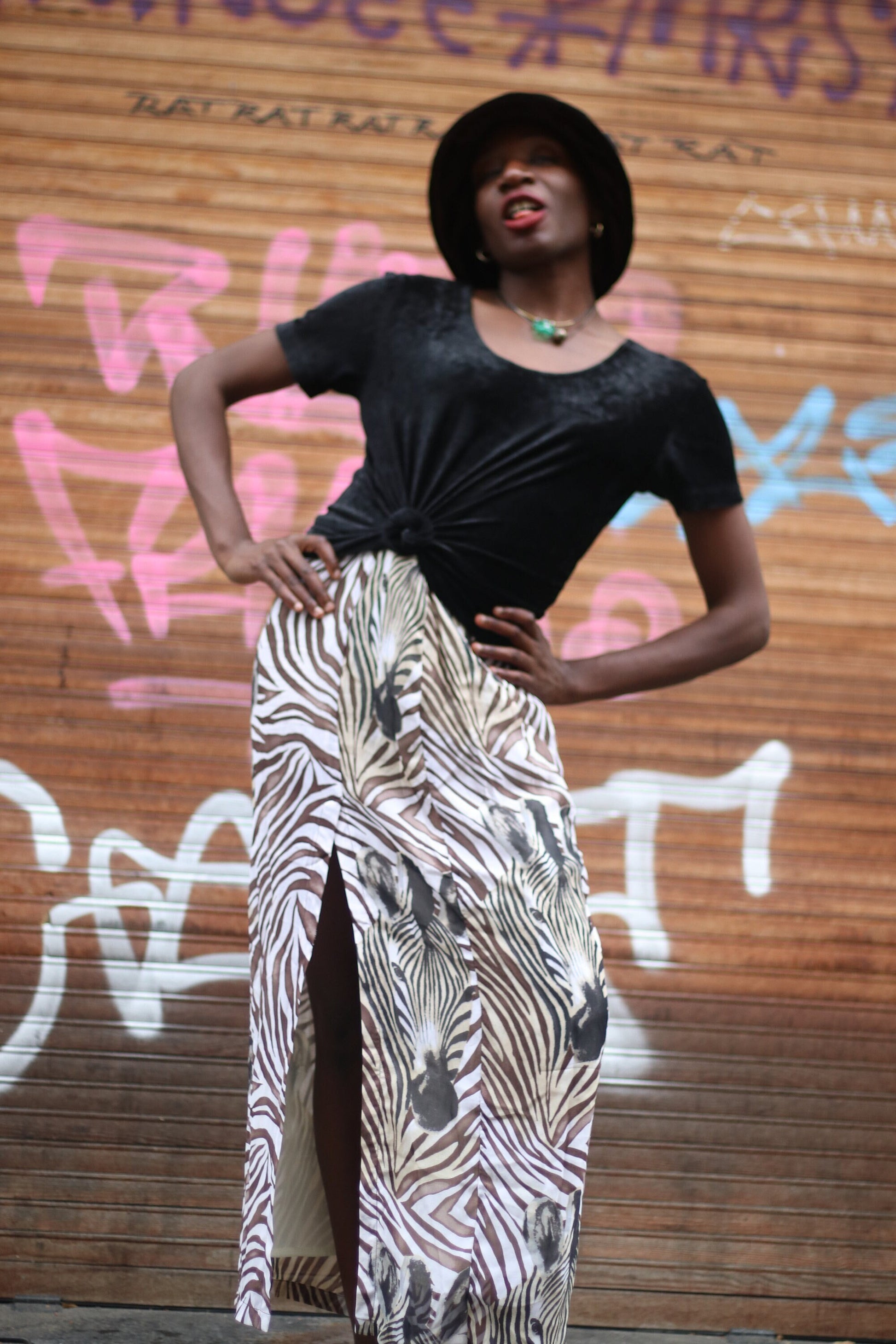 y2k BiBA skirt | Animal print maxi skirt with slit| Maximalist vintage zebra print skirt