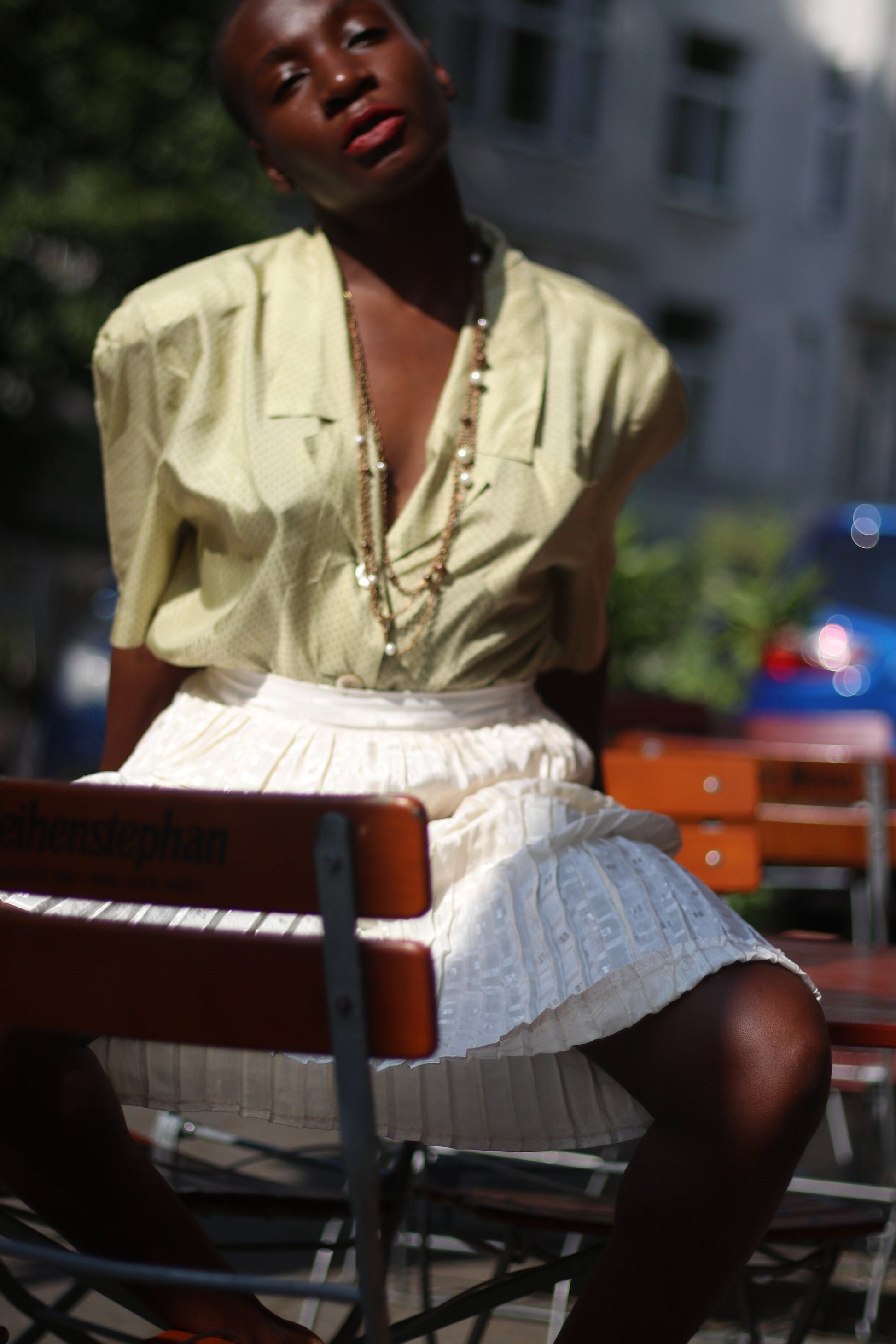 Bernd Berger Silk Polka dotted Blouse | Vintage minimalist cream Short sleeved classic silk shirt