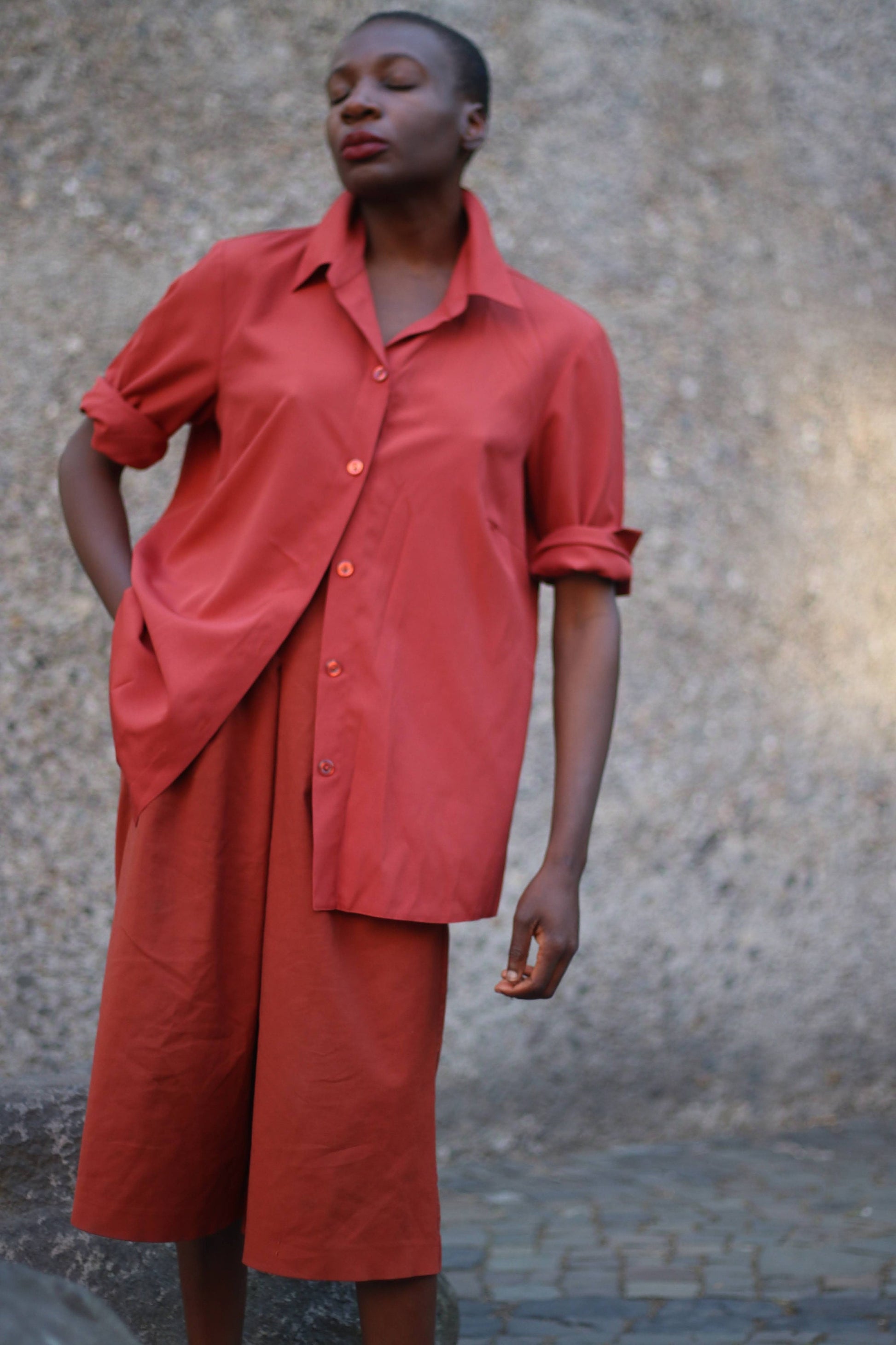 90s Orange Blouse| Vintage Minimalist half-sleeved blouse| Capsule wardrobe Office Chic