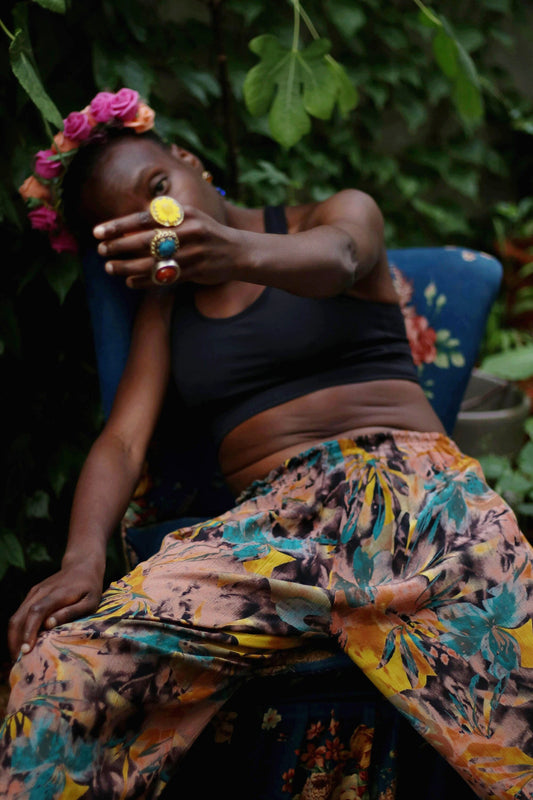 Vintage Floral Harem like Pants| Handmade multicoloured Summer trousers with elasticated waist