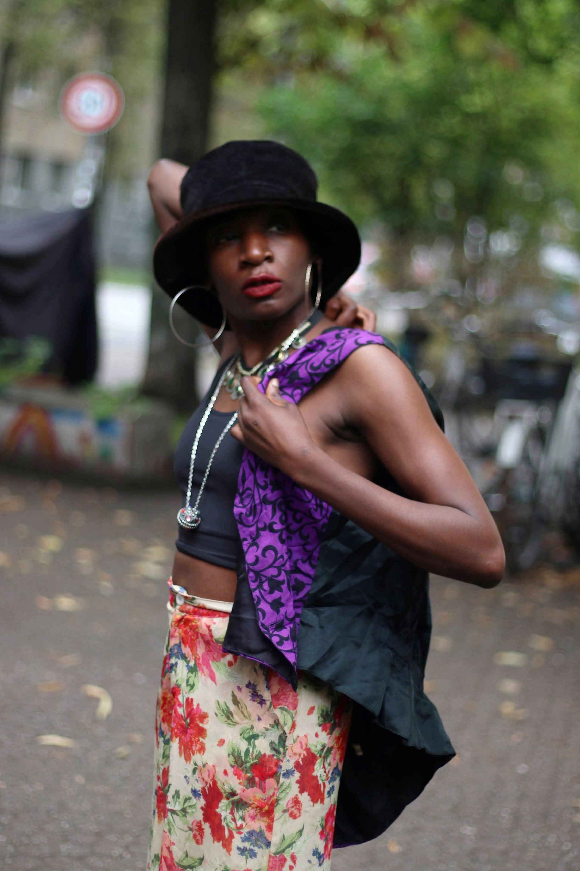 90s Floral print Vest| Vintage Boho chic purple and black vest| Maximalist black Summer vest
