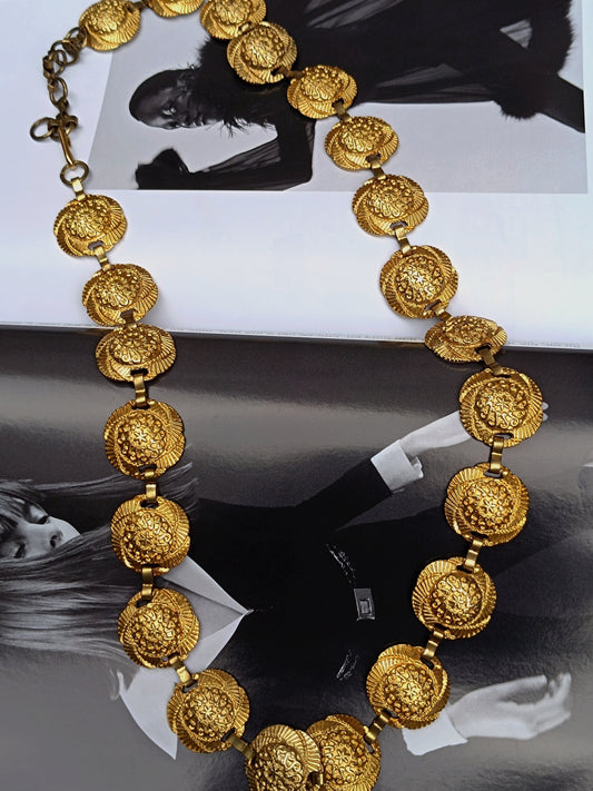 90s Chain belt with charms| Vintage Gold-colored maximalism belt